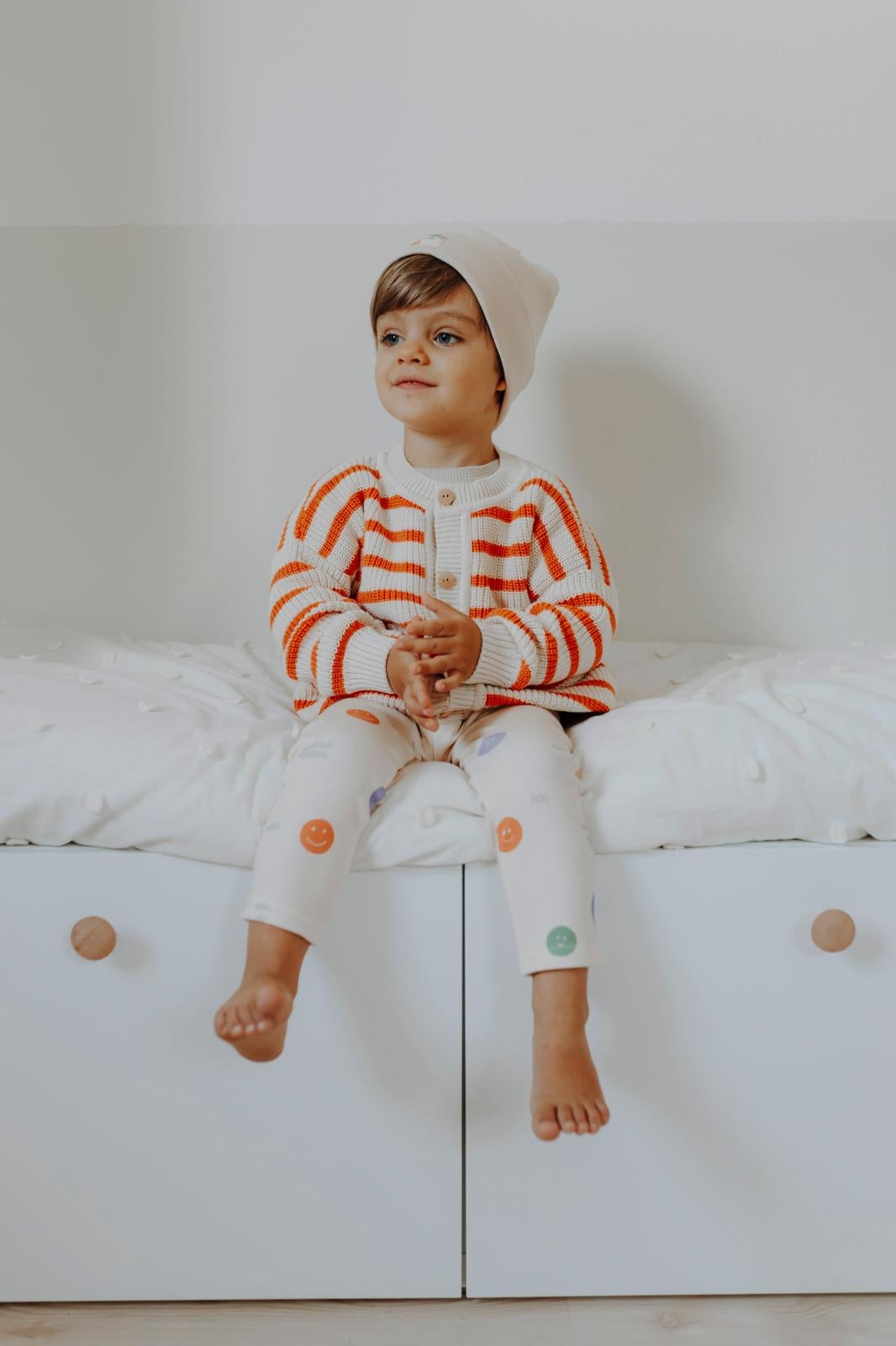 STRIPED CARDIGAN TANGERINE
