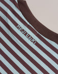 OVERSIZE STRIPED LONGSLEEVE AQUA/BROWN
