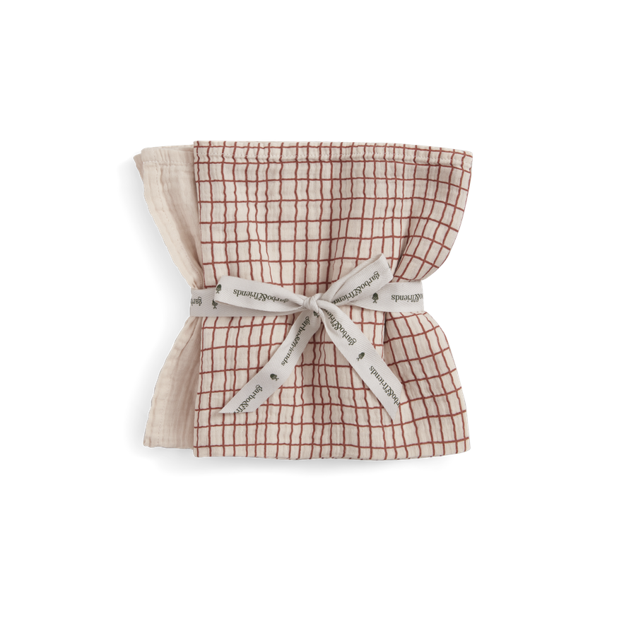 MUSLIN CLOTH CHECKS RUST 2-PACK
