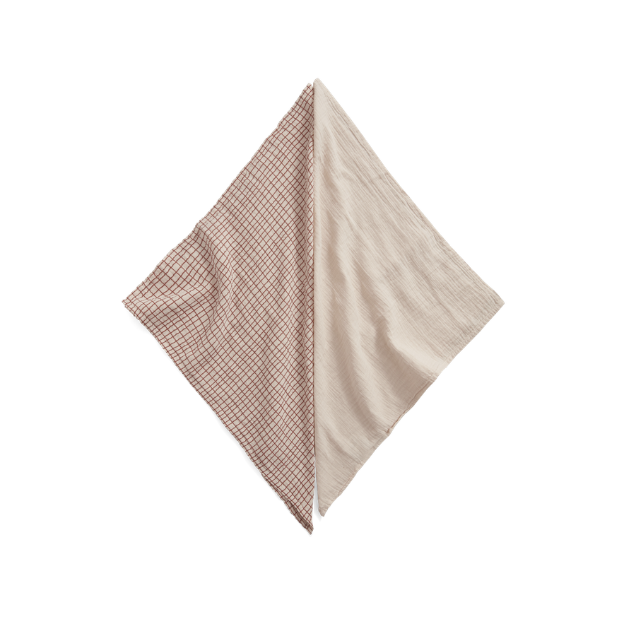 MUSLIN CLOTH CHECKS RUST 2-PACK