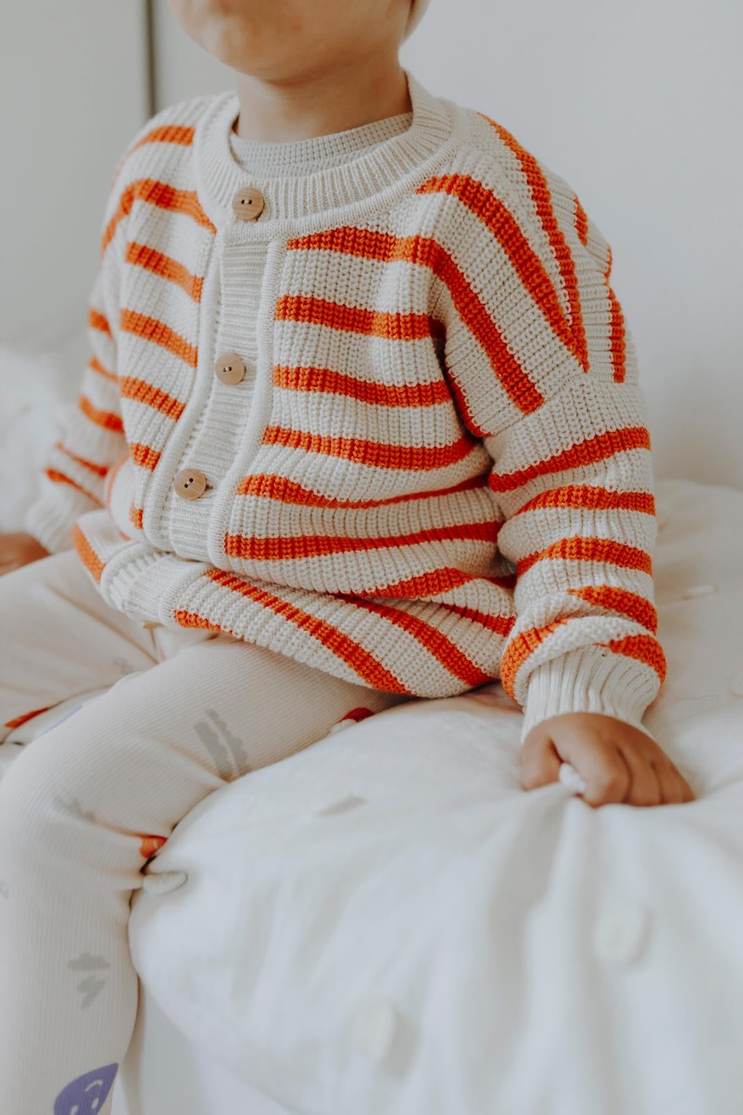 STRIPED CARDIGAN TANGERINE