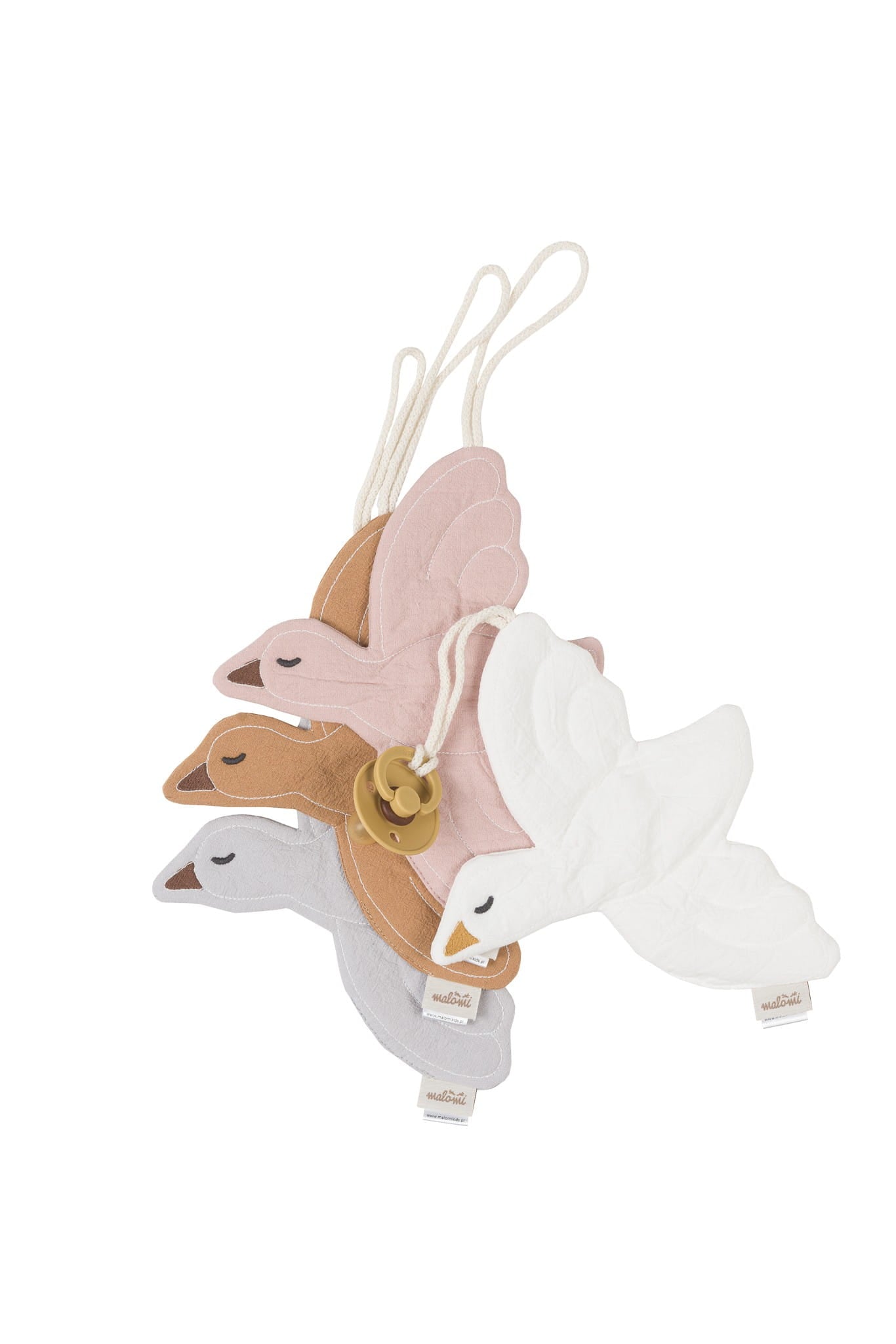 PACIFIER CLIP BIRD ECRU