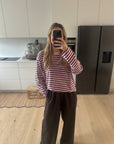 MOM LONGSLEEVE STRIPED BLUSH/BROWN