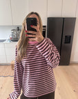 MOM LONGSLEEVE STRIPED BLUSH/BROWN
