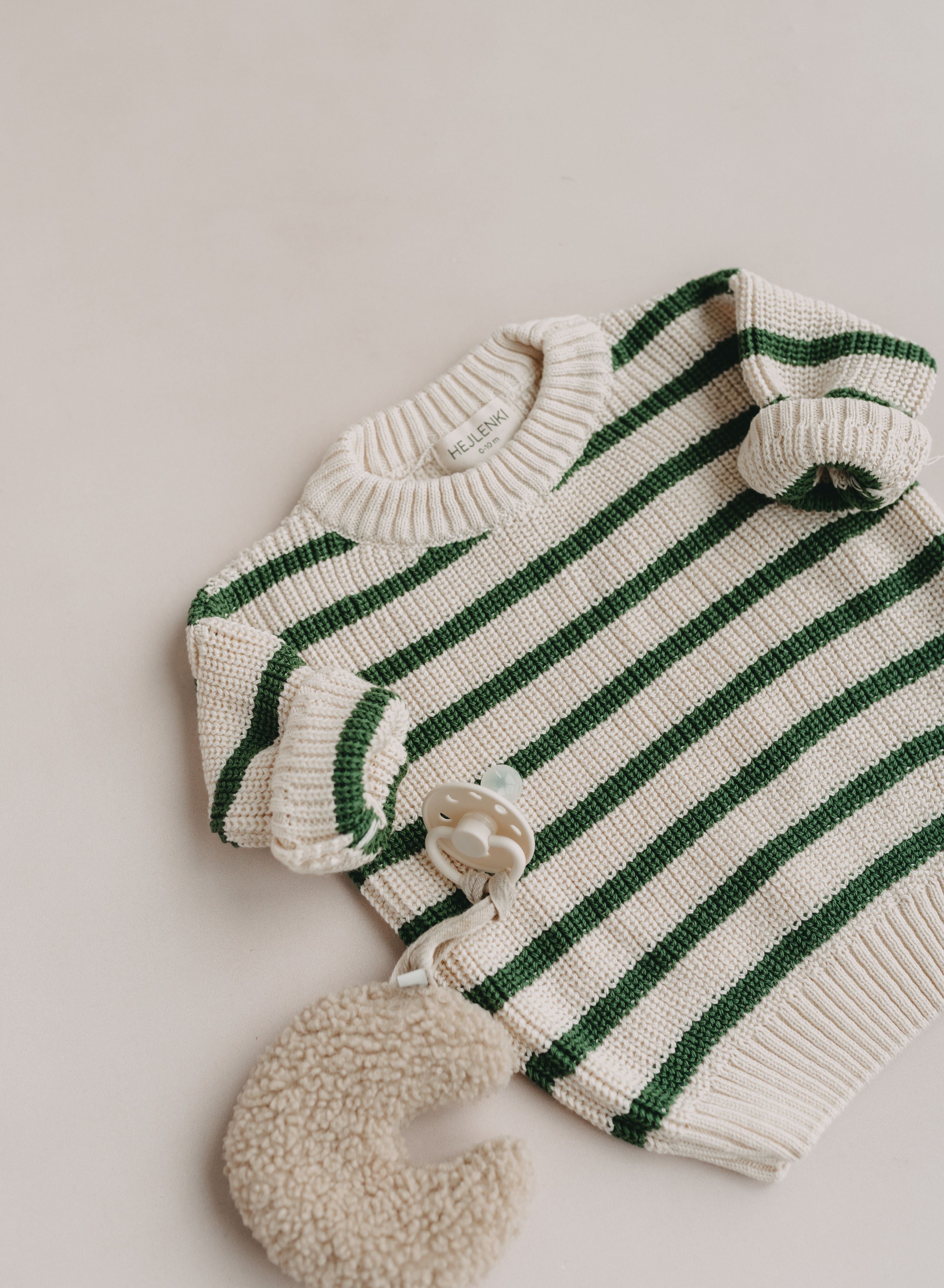 CHUNKY KNIT PULLI PINE STRIPED