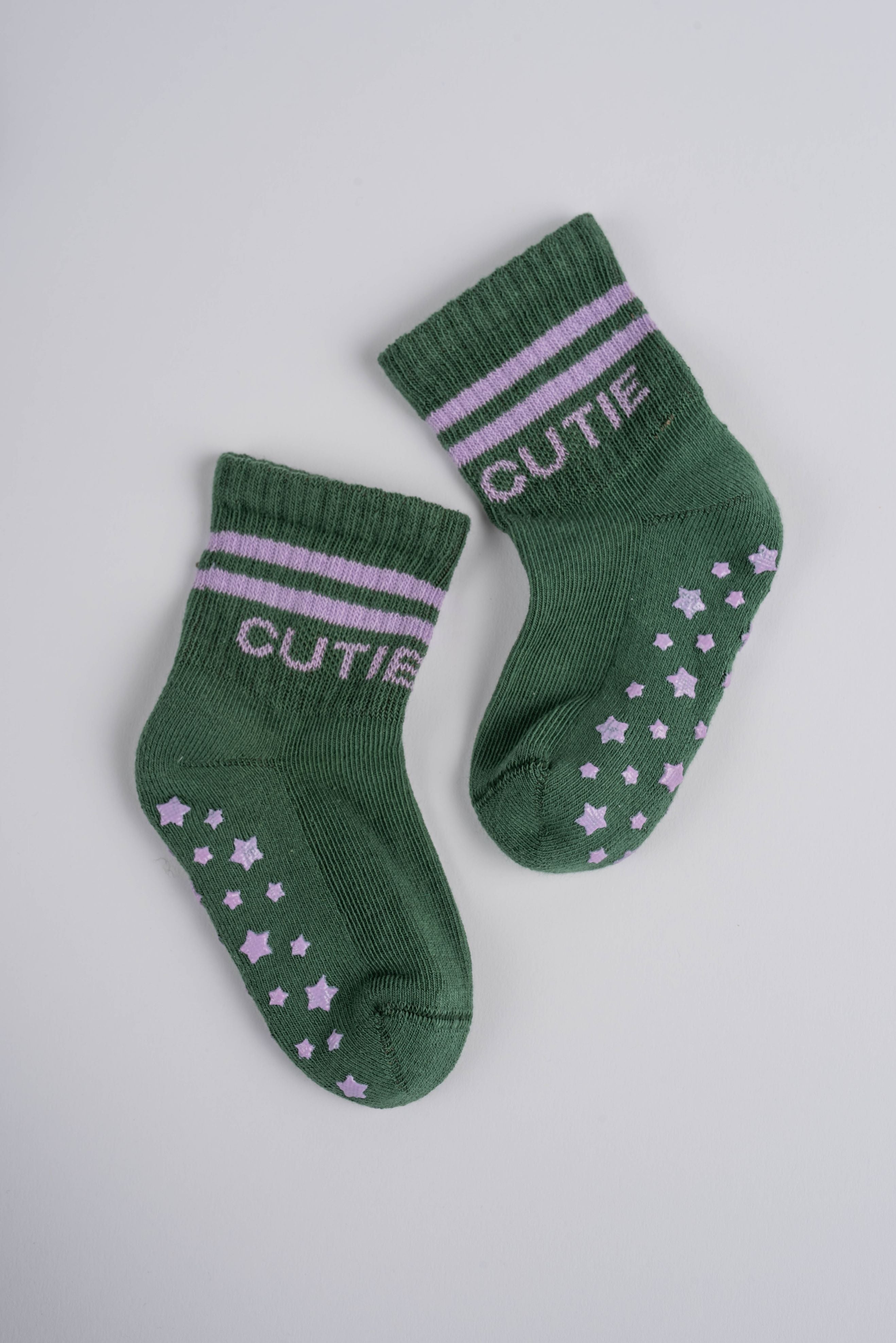 WARM ANTI-SLIP TENNIS SOCKS CUTIE GREEN