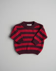MERINO WOOL KNIT PULLI STRIPED BURGUNDY/CHERRY