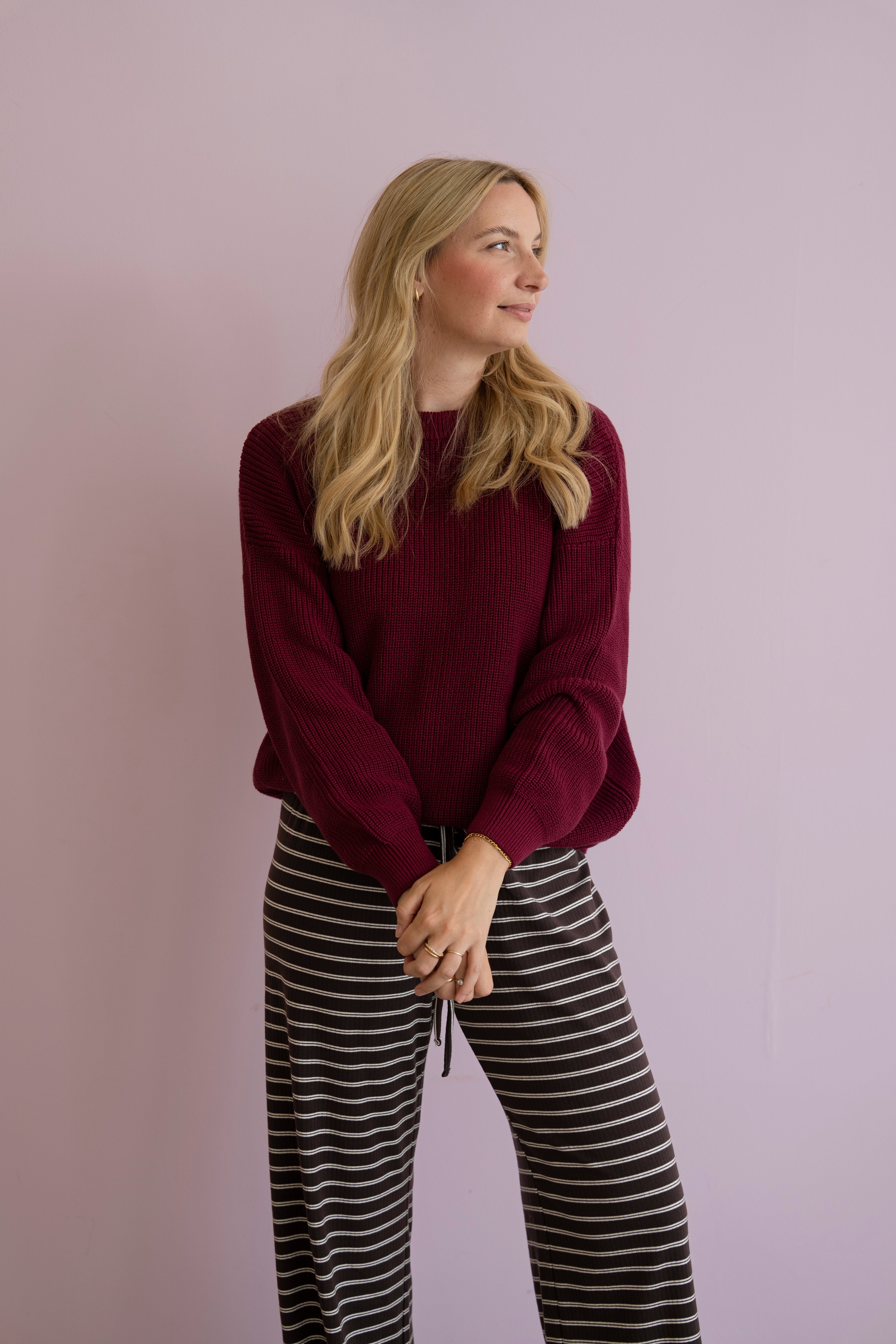 MOM CHUNKY KNIT PULLI RUBY