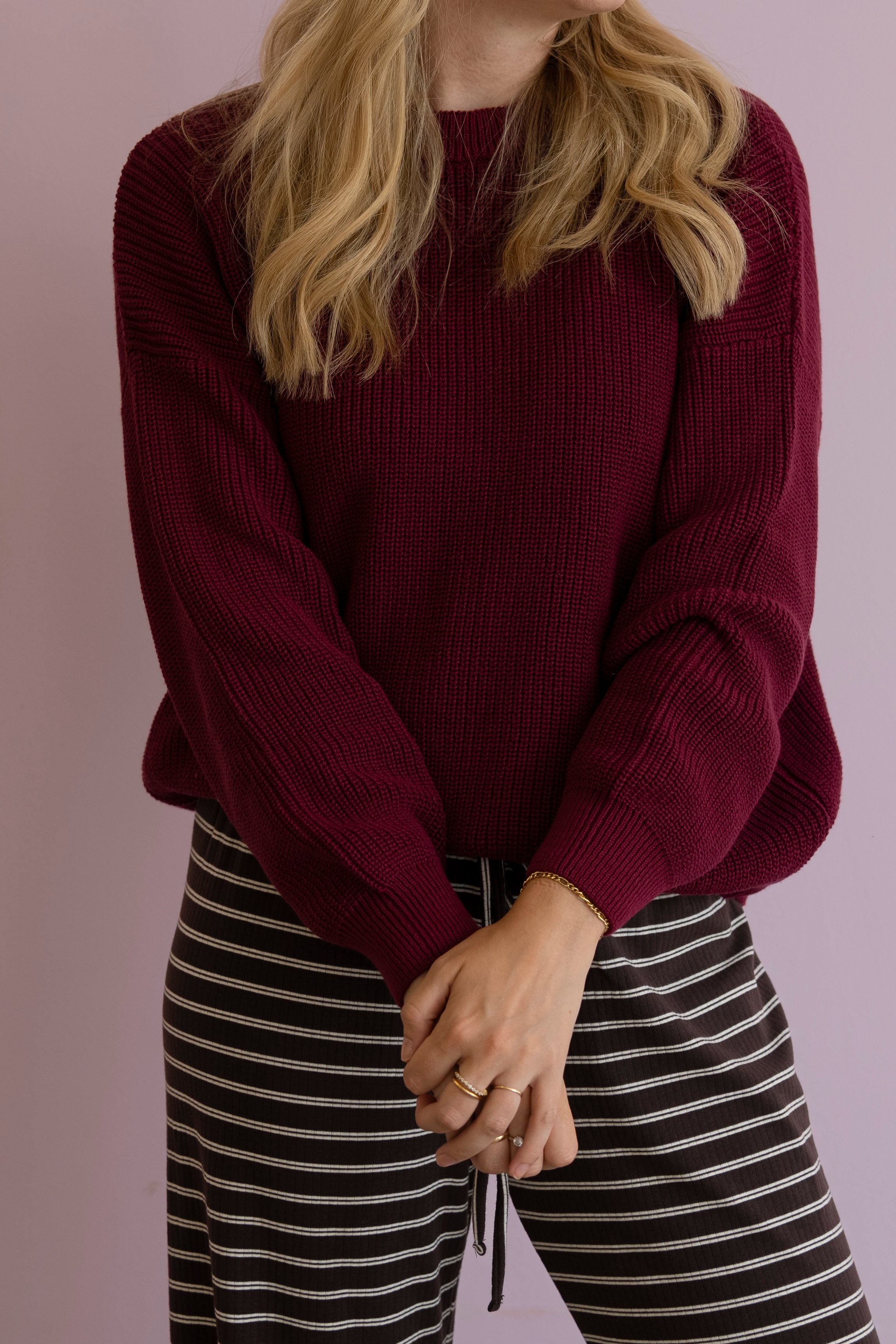 MOM CHUNKY KNIT PULLI RUBY