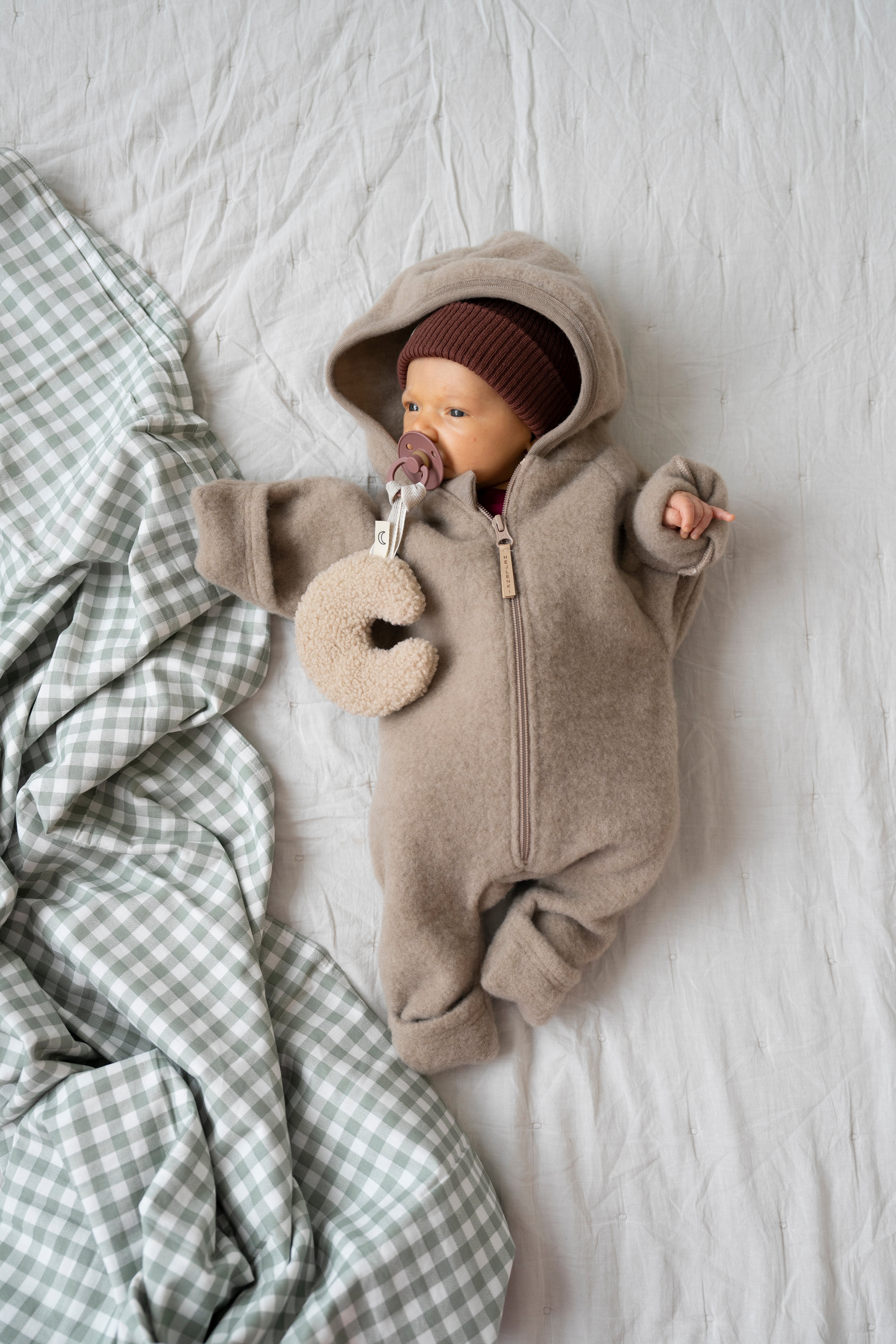 MERINO WOOL FLEECE OVERALL BEIGE