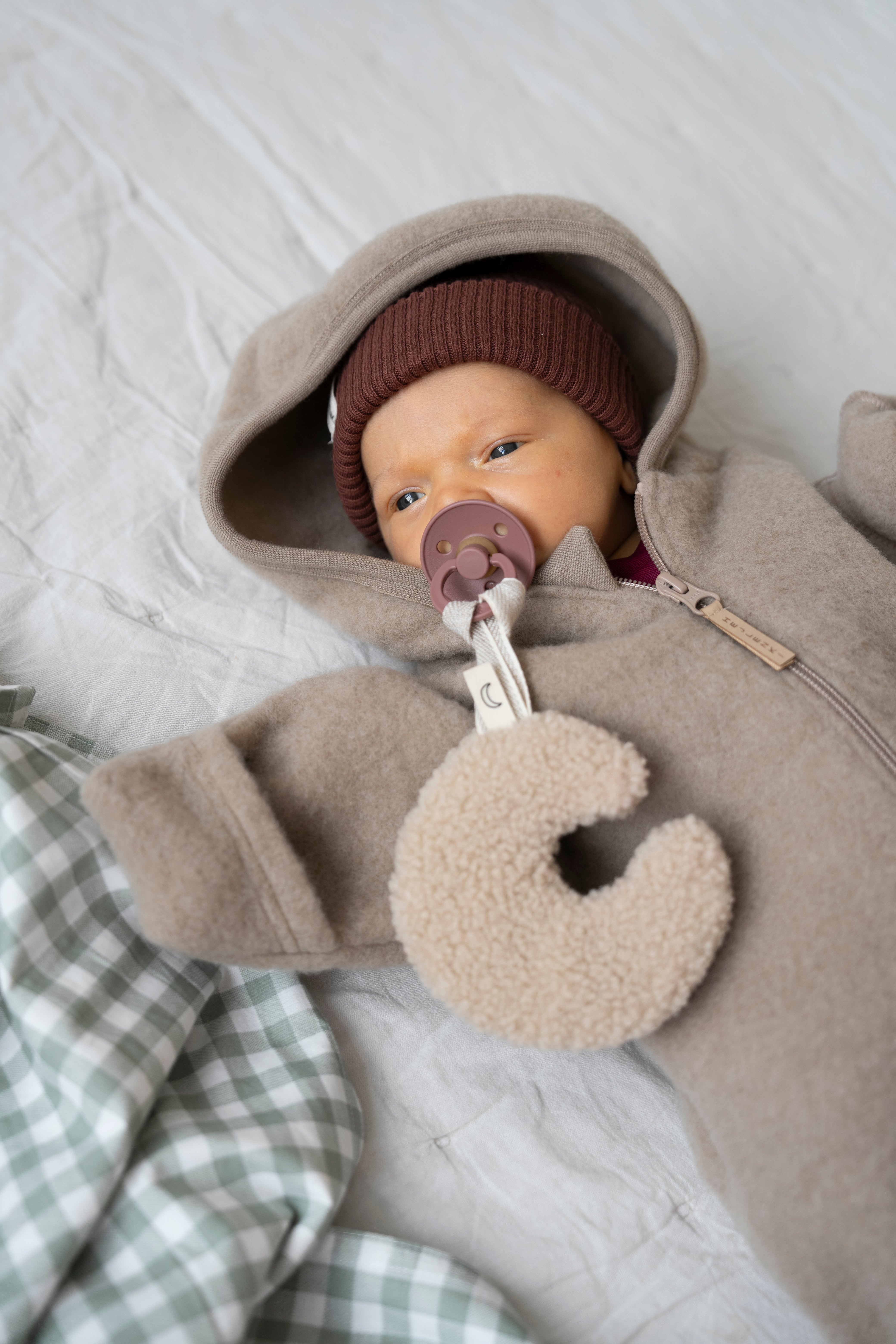 MERINO WOOL FLEECE OVERALL BEIGE