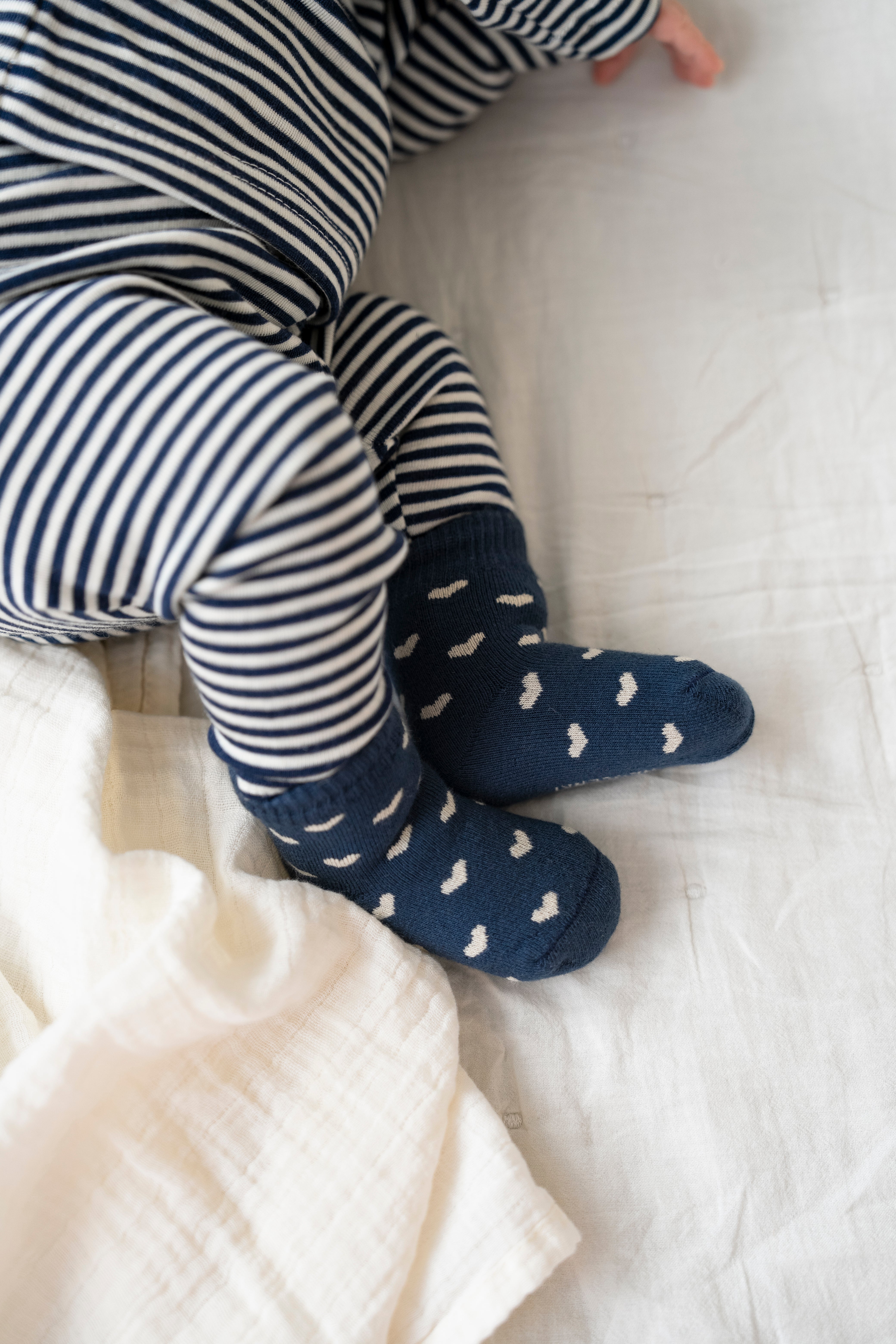 PURE WOOL LEGGINGS STRIPED MIDNIGHT