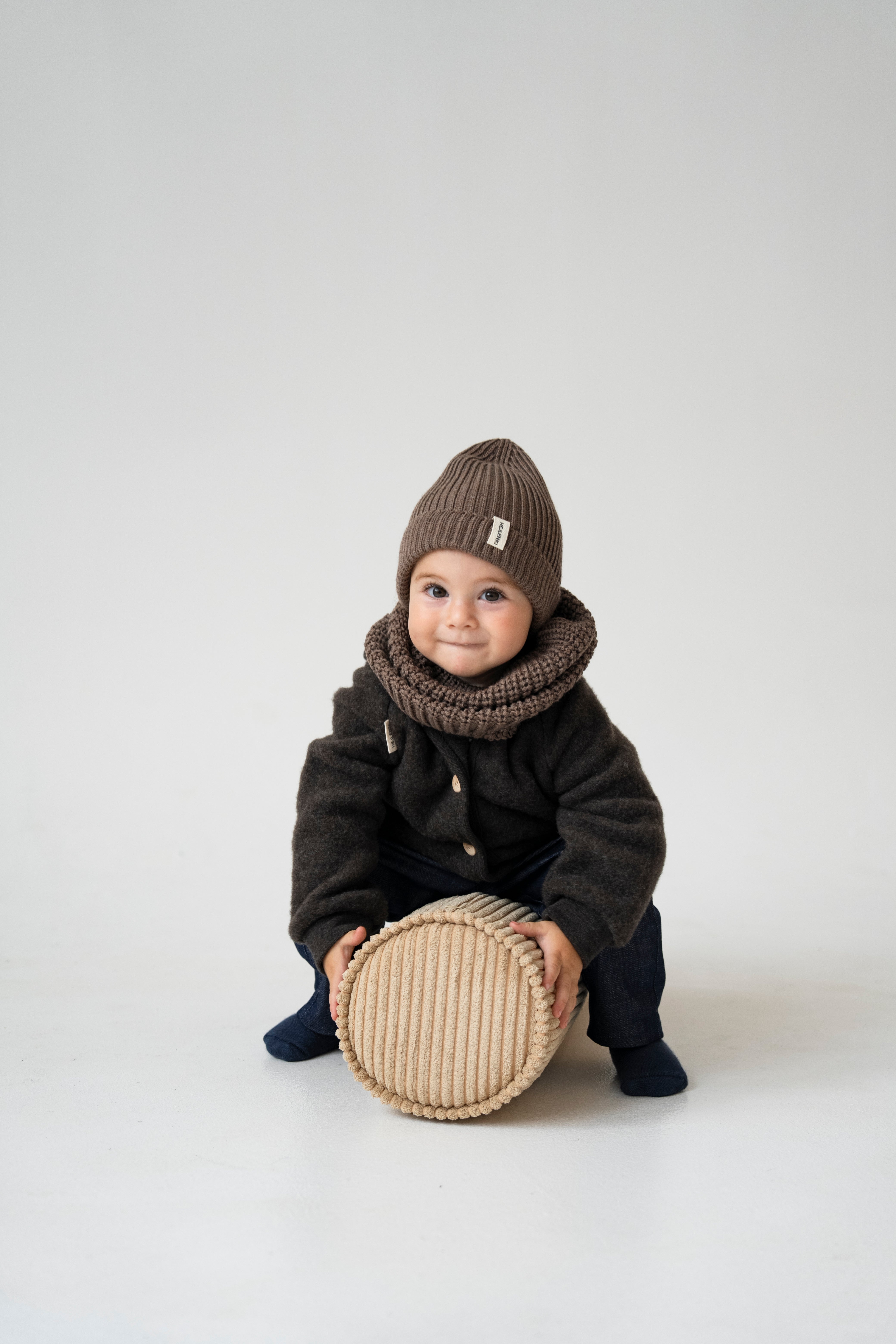 MERINO WOOL FLEECE JACKET CHOCOLATE BROWN