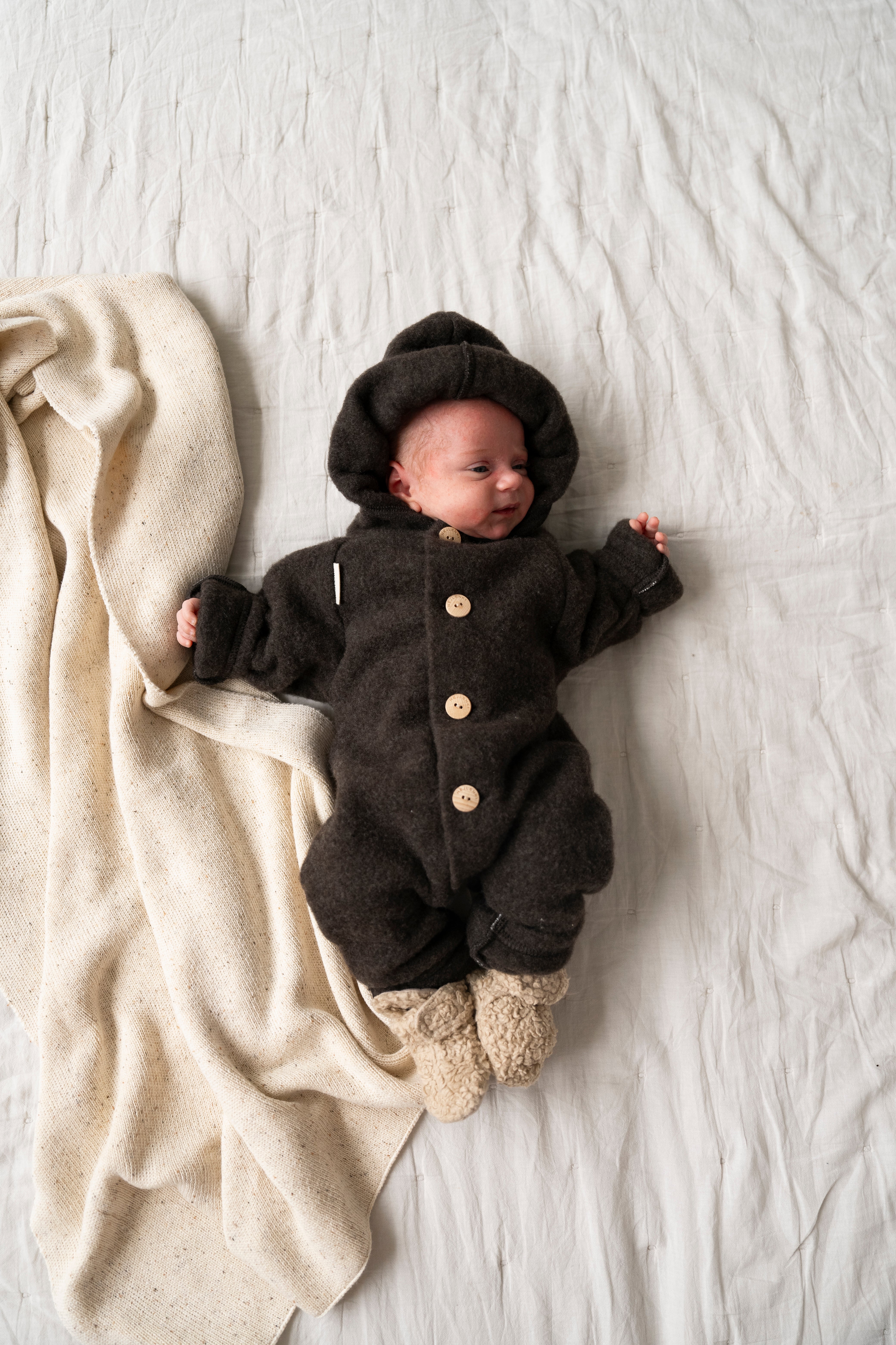 MERINO WOOL FLEECE OVERALL CHOCOLATE BROWN