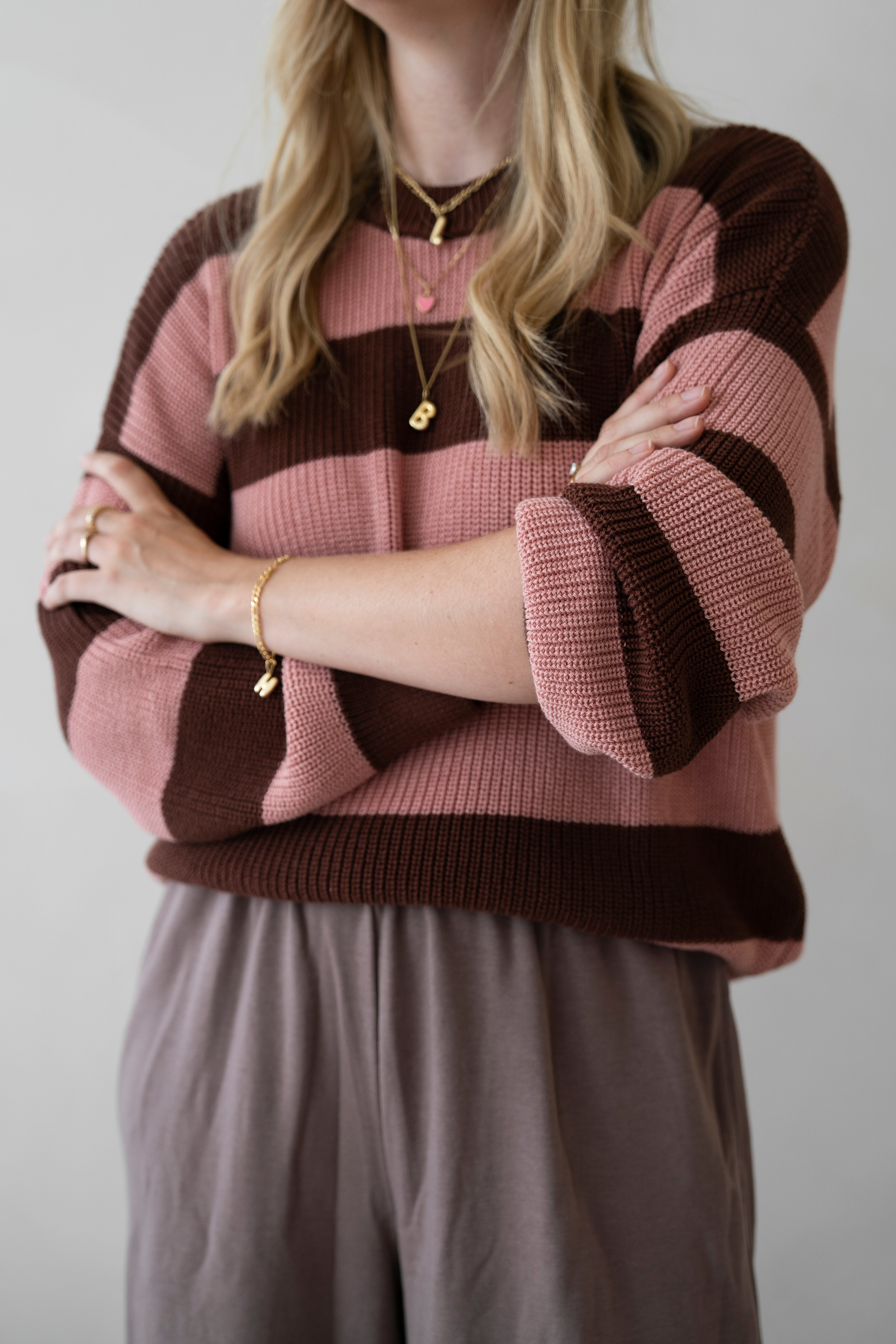 MOM CHUNKY KNIT PULLI STRIPED
