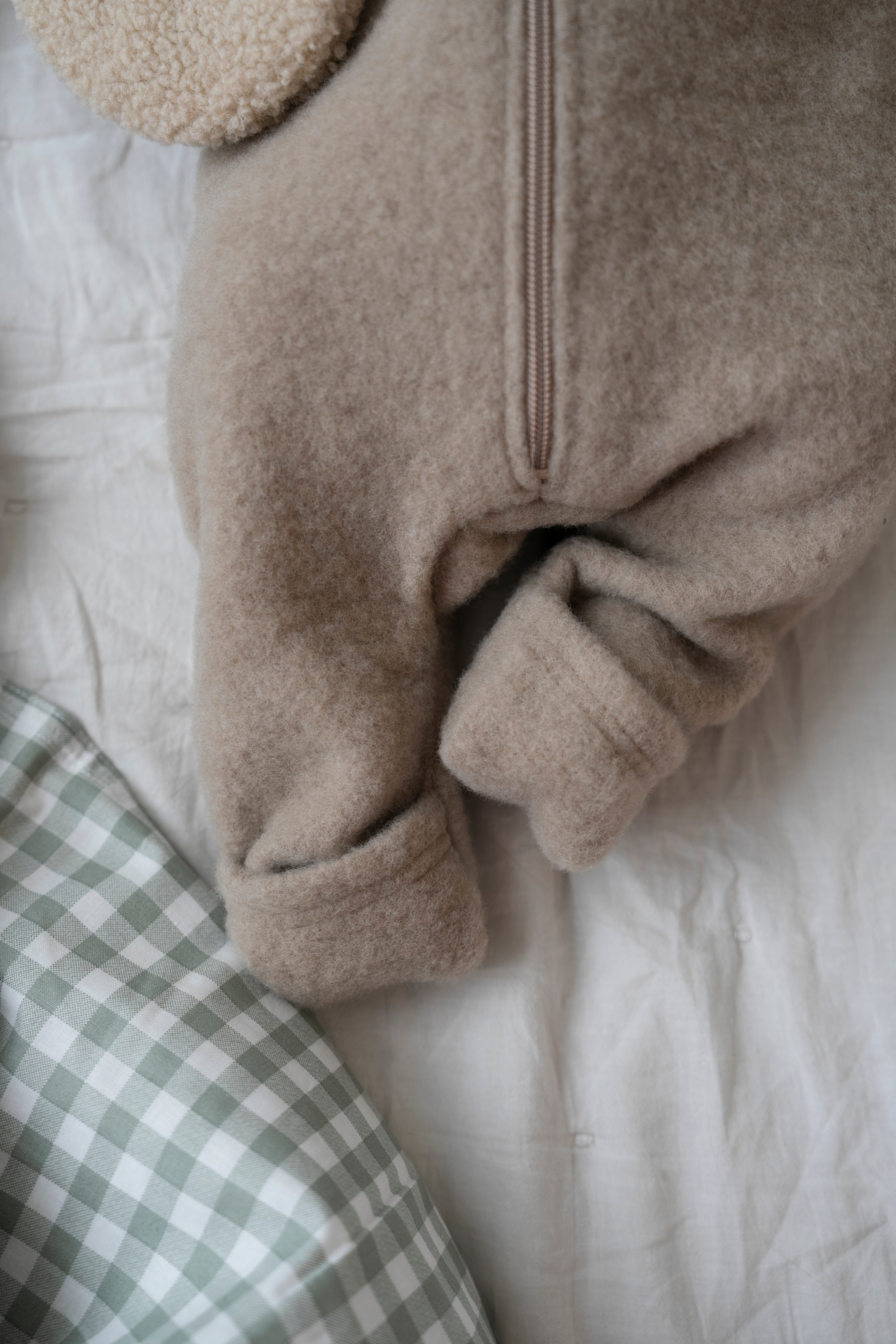 MERINO WOOL FLEECE OVERALL BEIGE