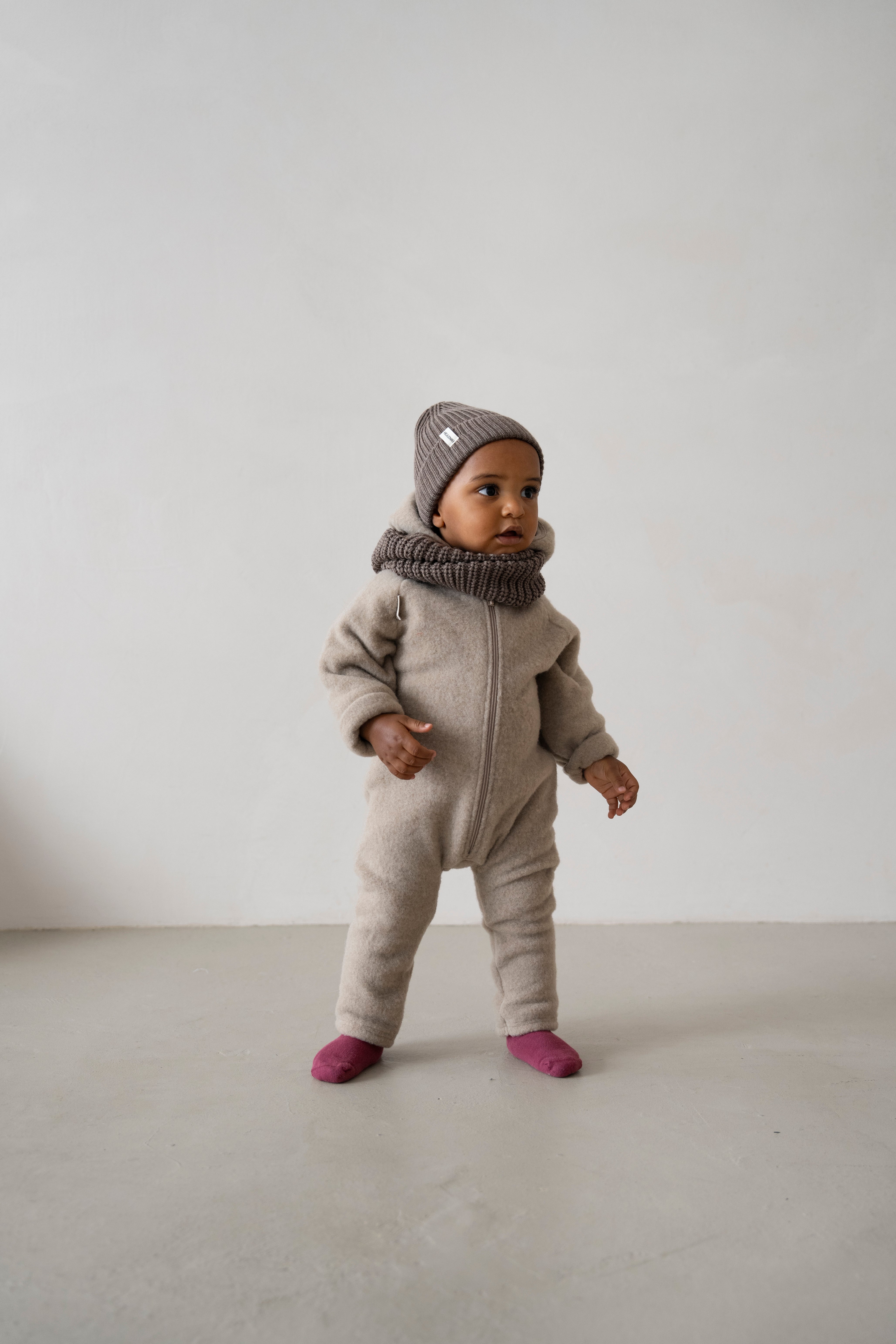 MERINO WOOL FLEECE OVERALL BEIGE