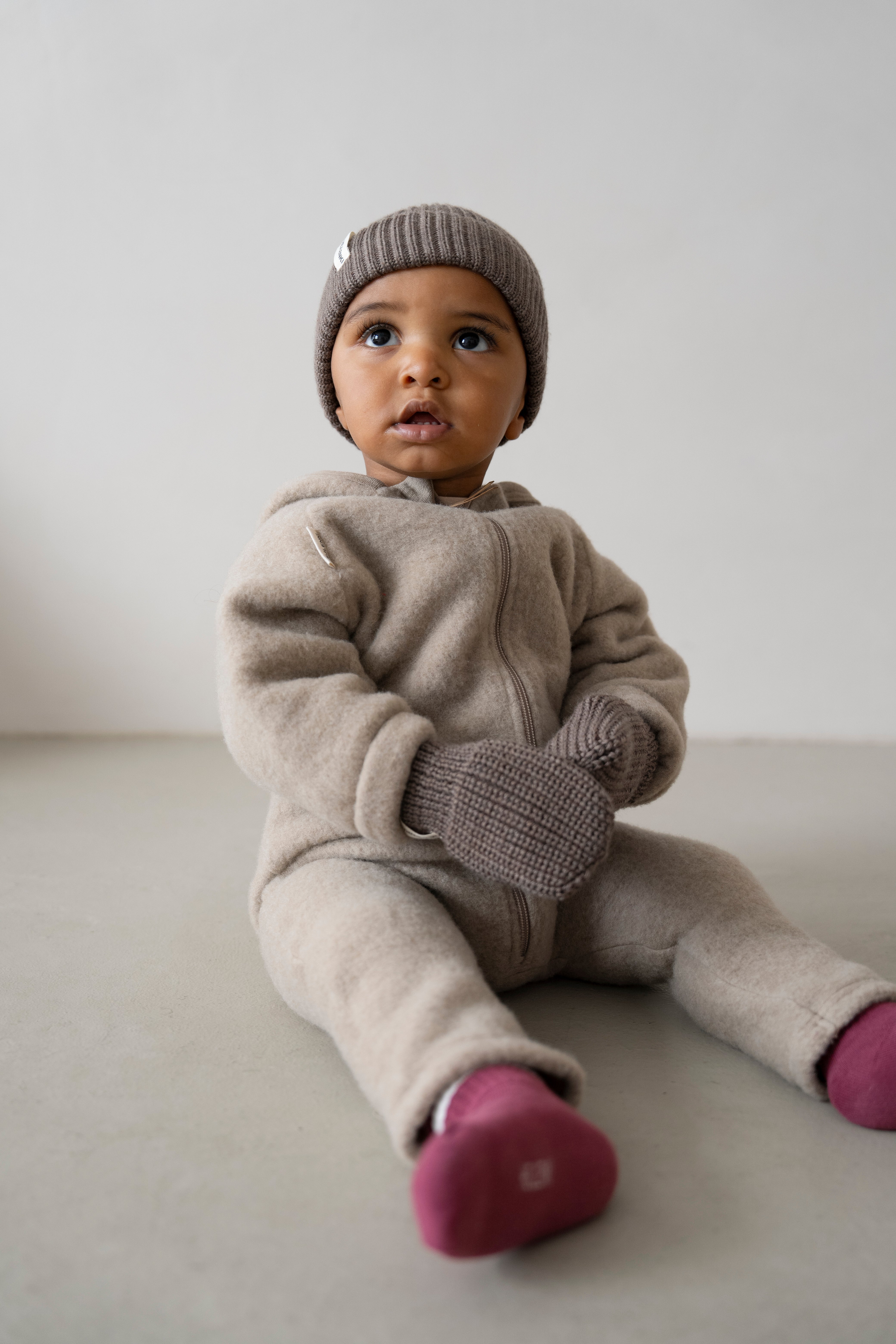 MERINO WOOL FLEECE OVERALL BEIGE