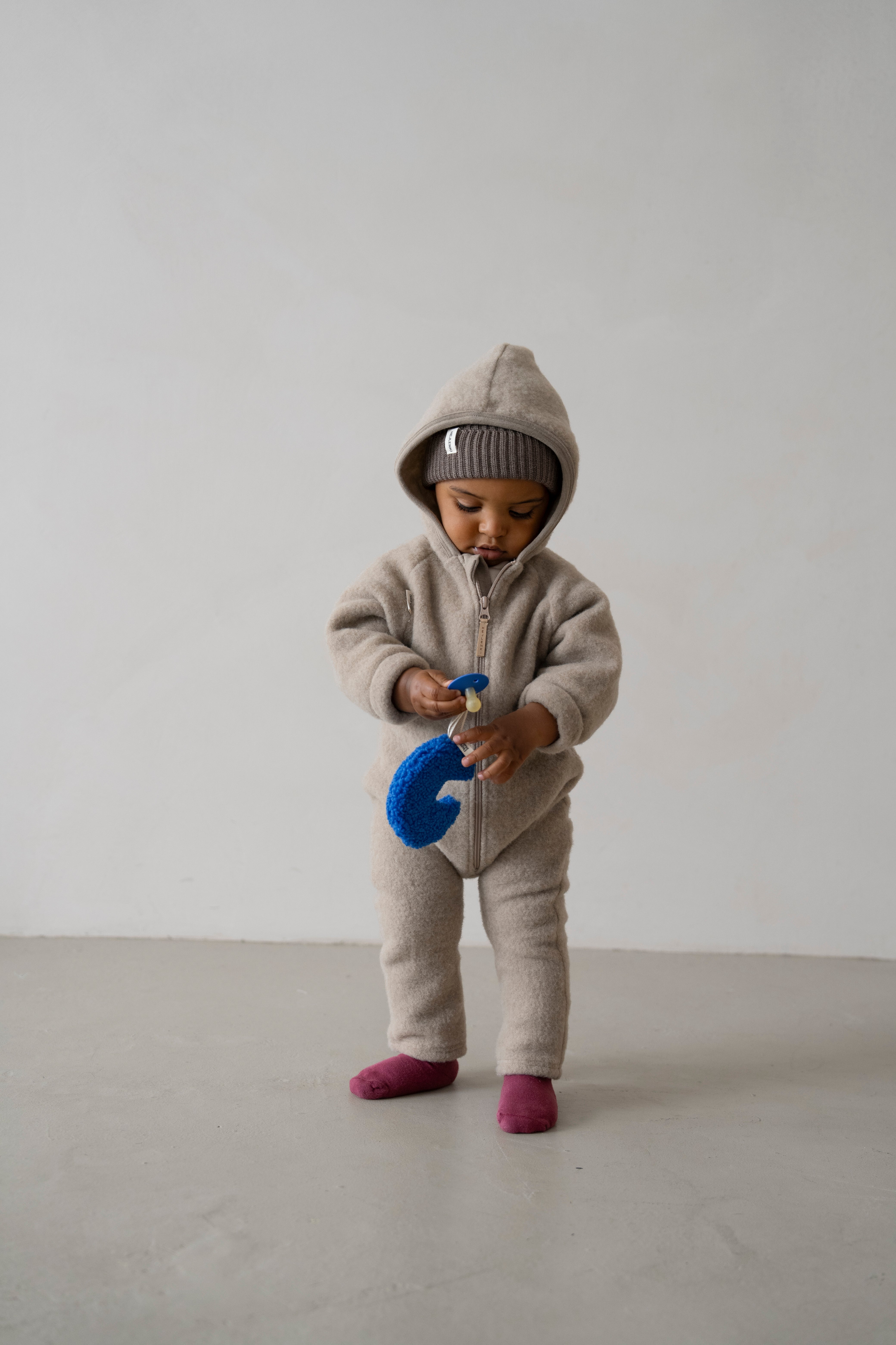 MERINO WOOL FLEECE OVERALL BEIGE