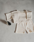 OVERSIZE KNIT SHORTS STRIPED SAND