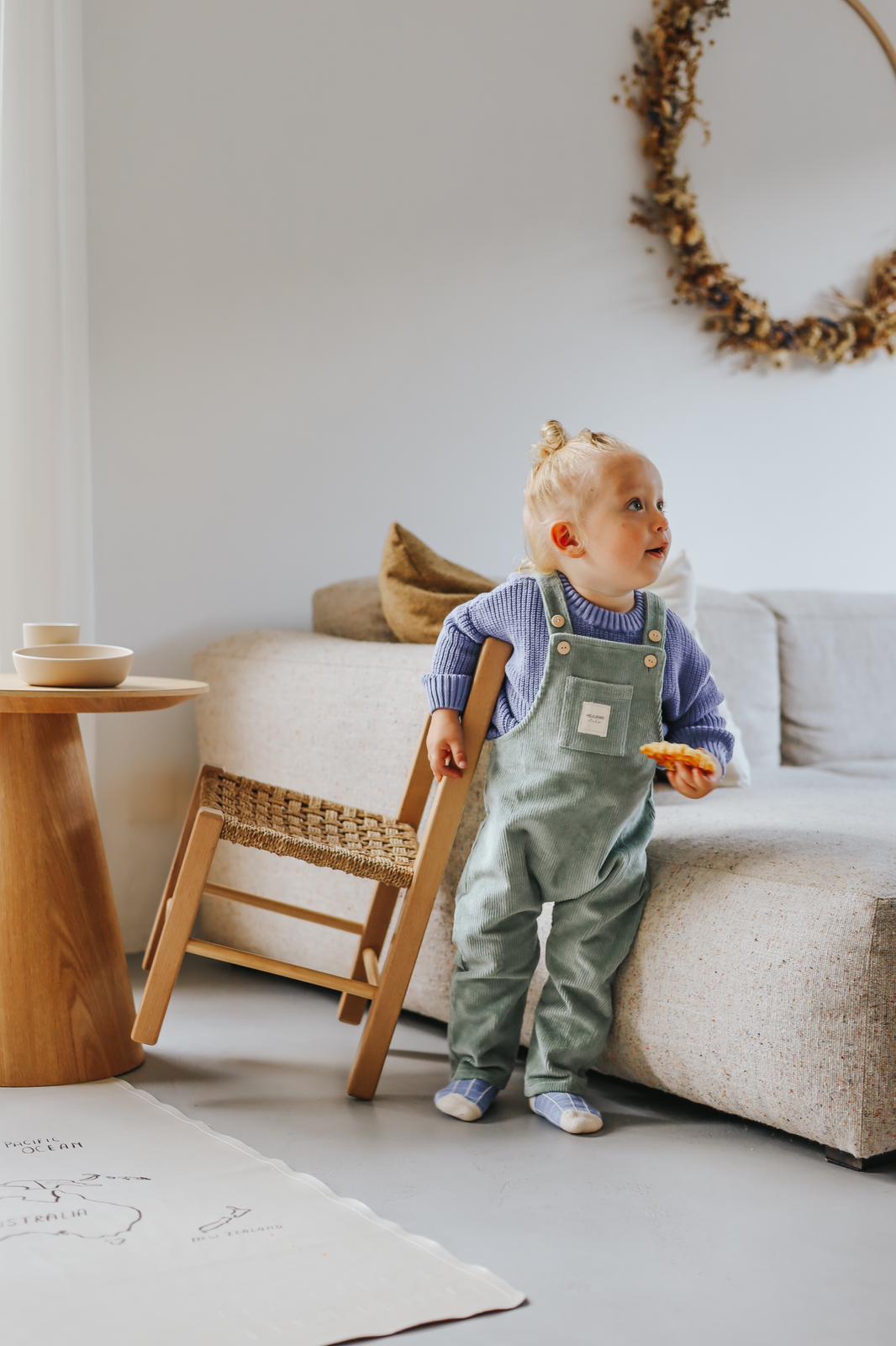 CORDUROY DUNGAREES SAGE