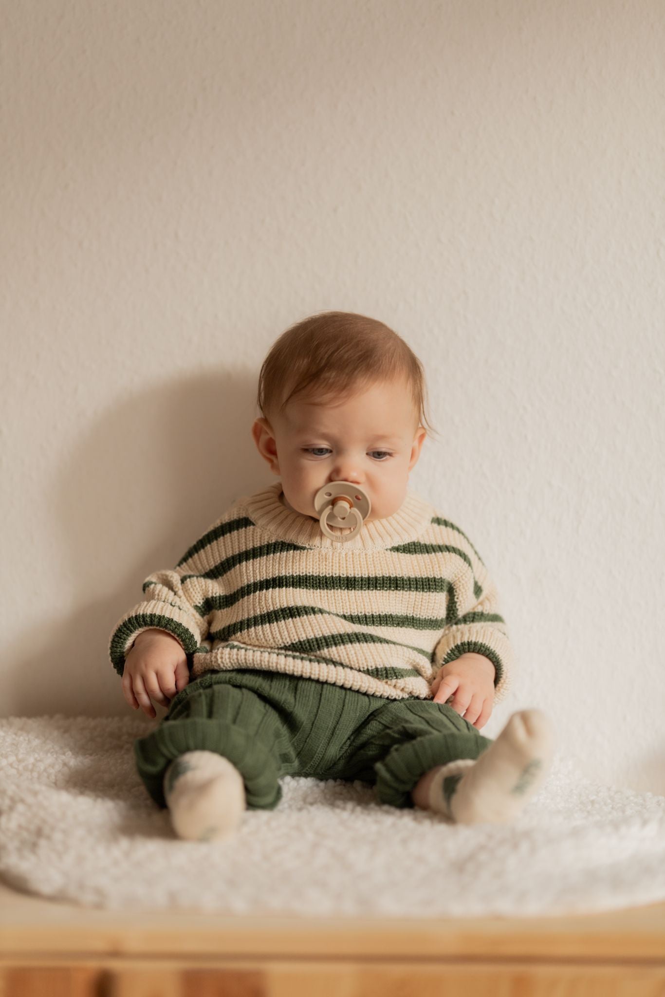 CHUNKY KNIT PULLI PINE STRIPED