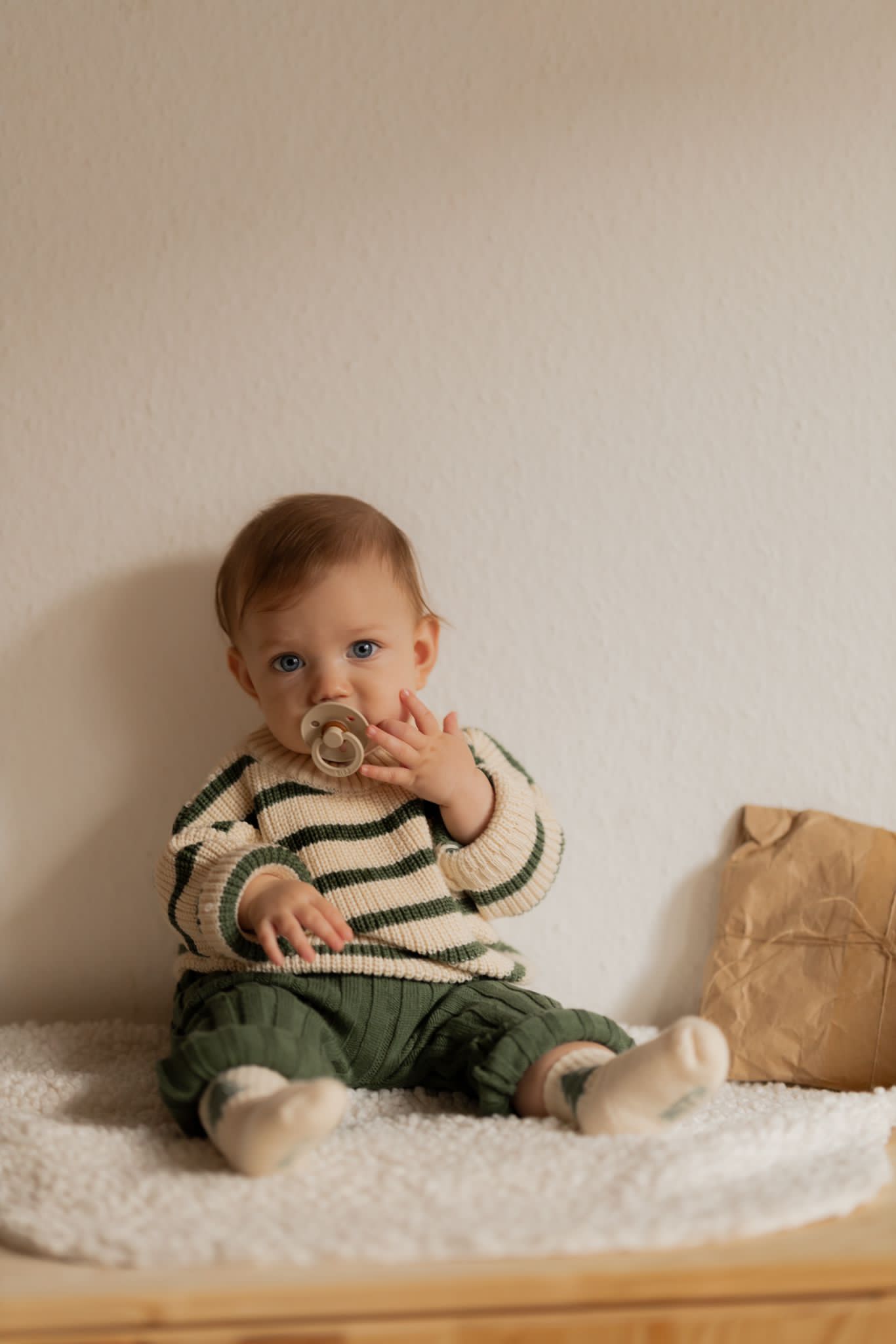 CHUNKY KNIT PULLI PINE STRIPED