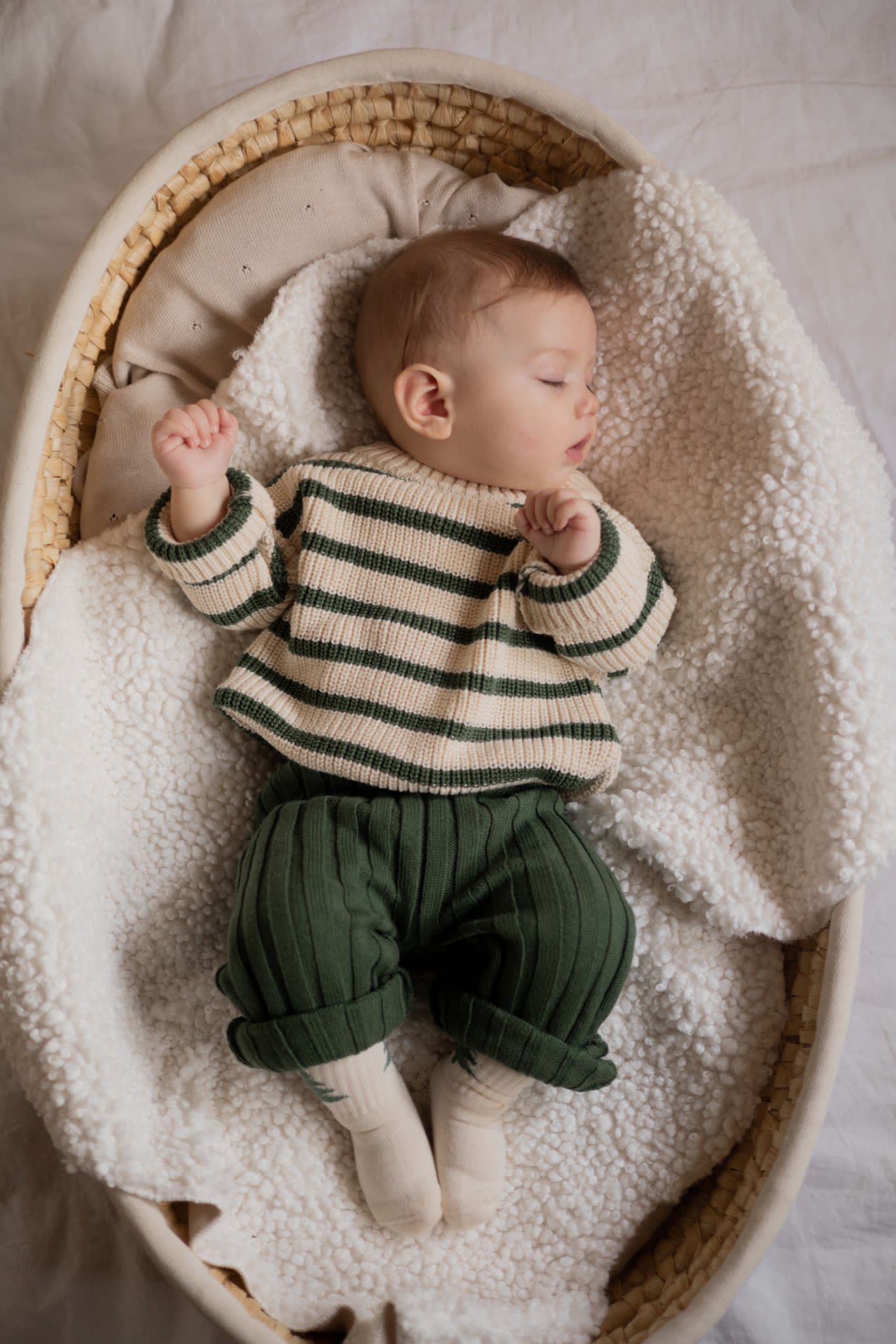CHUNKY KNIT PULLI PINE STRIPED