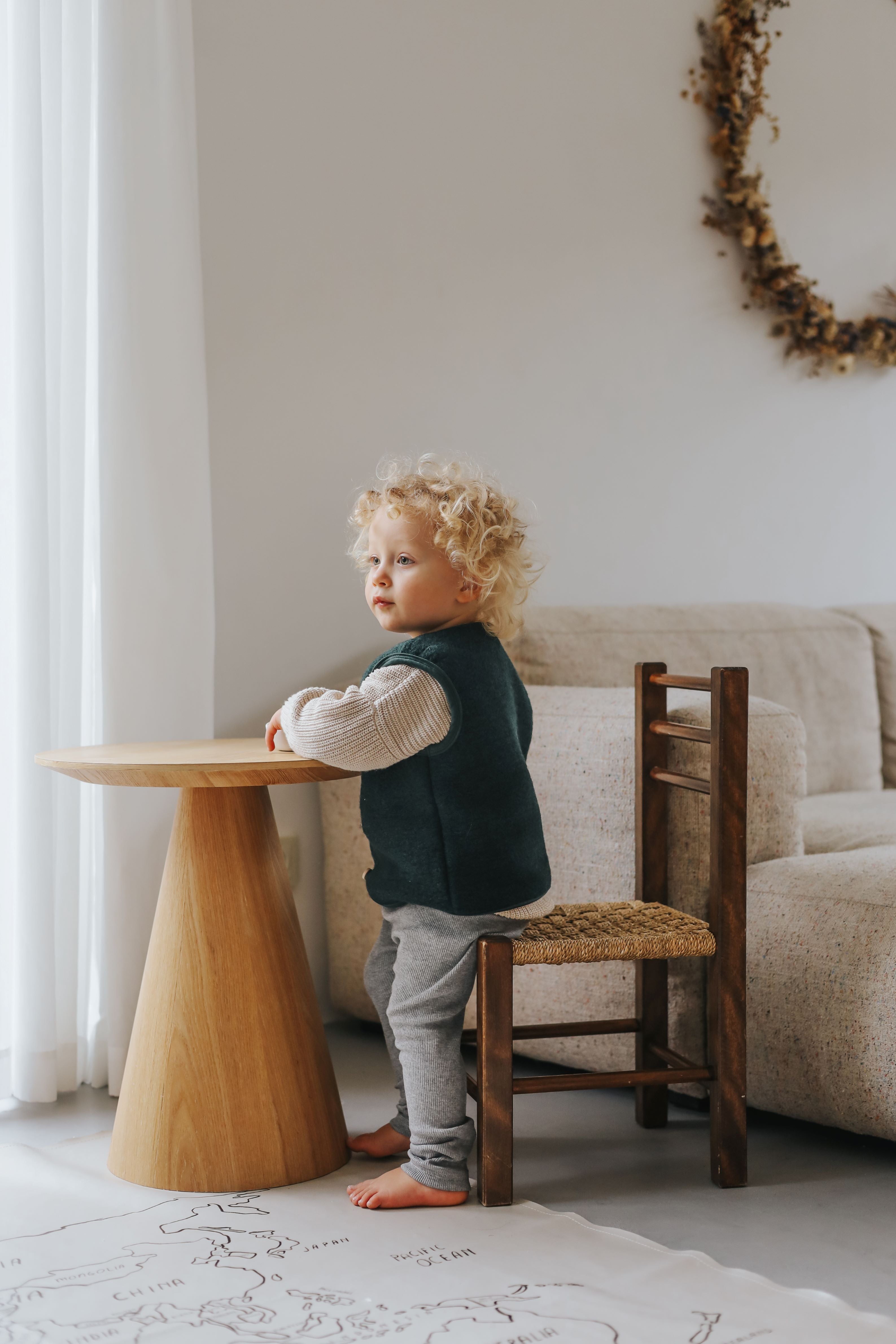 WOOL VEST DARK PINE