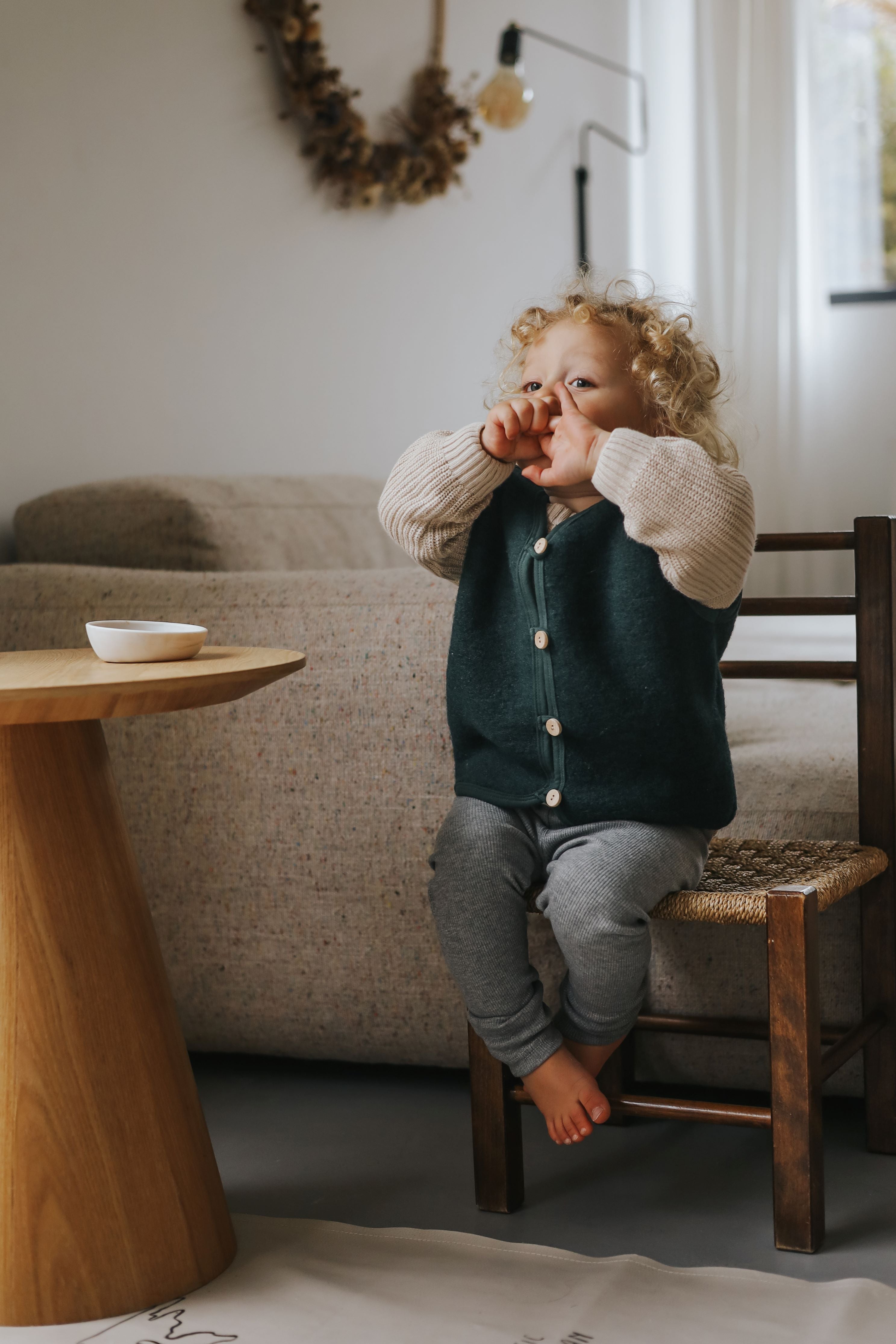 WOOL VEST DARK PINE