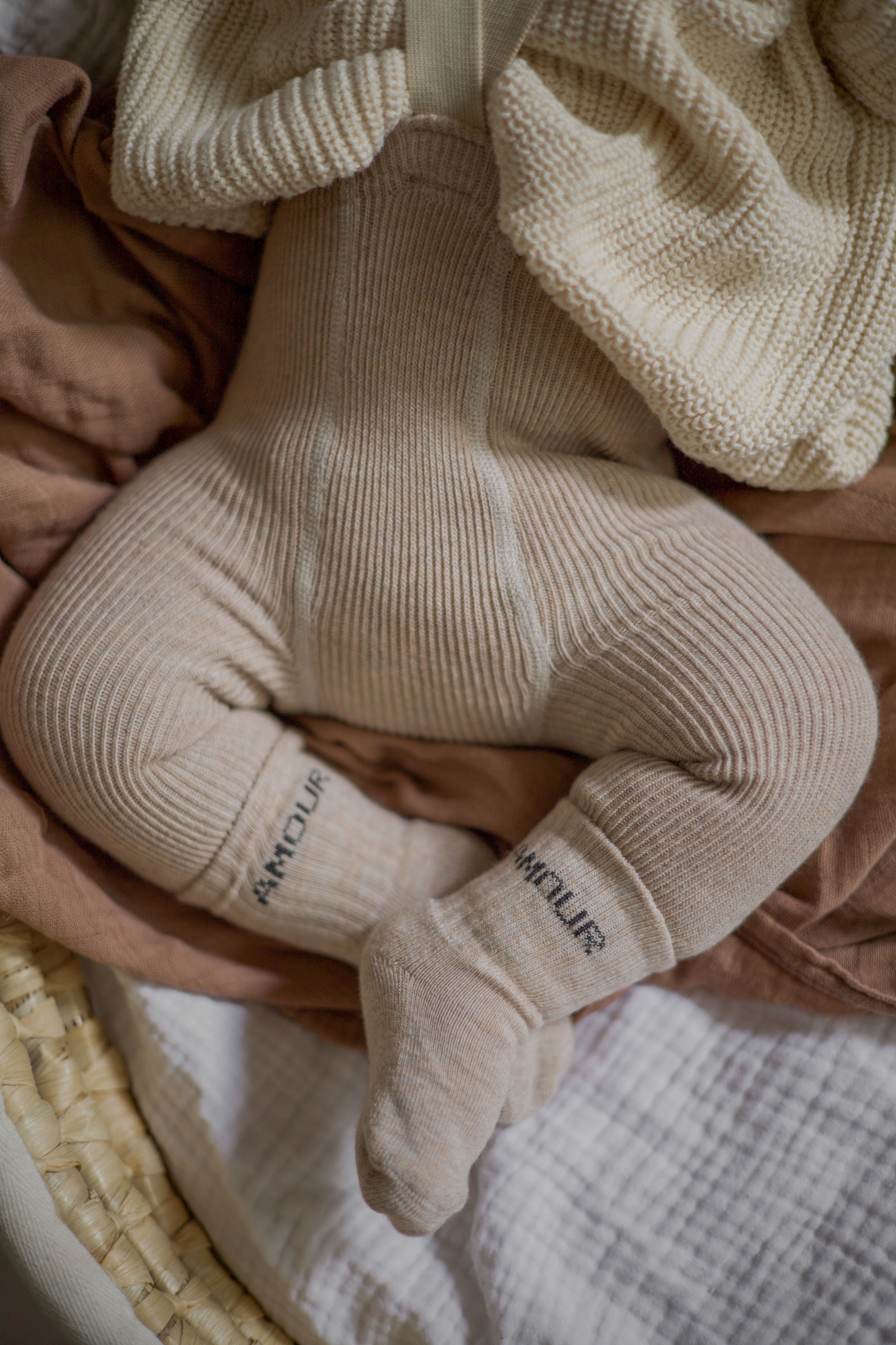 FOOTLESS TIGHTS WITH BRACES BEIGE MELANGE