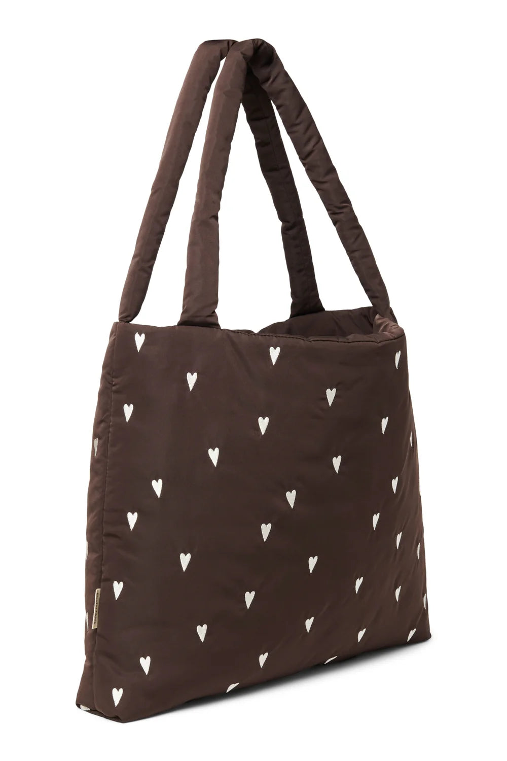 BROWN PUFFY HEARTS MOM BAG