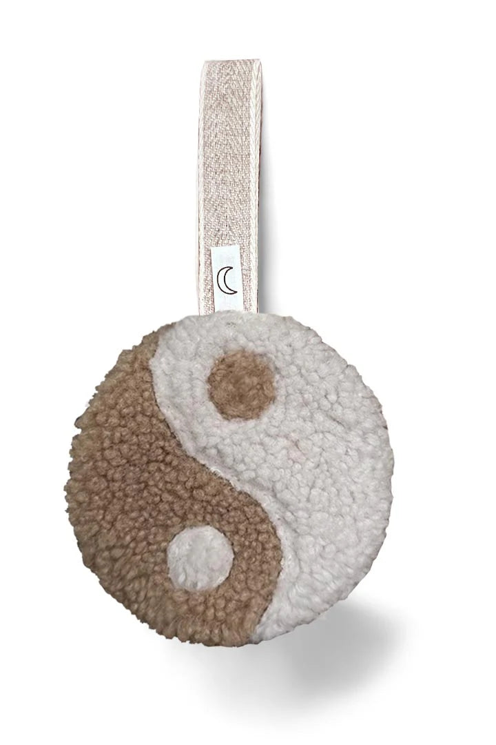 TEDDY PACIFIER CLIP YOU ARE YIN MY YANG CLASSIC BEIGE TONES