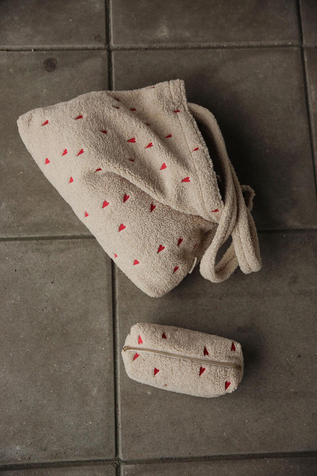 MOM BAG HEARTS TEDDY ECRU