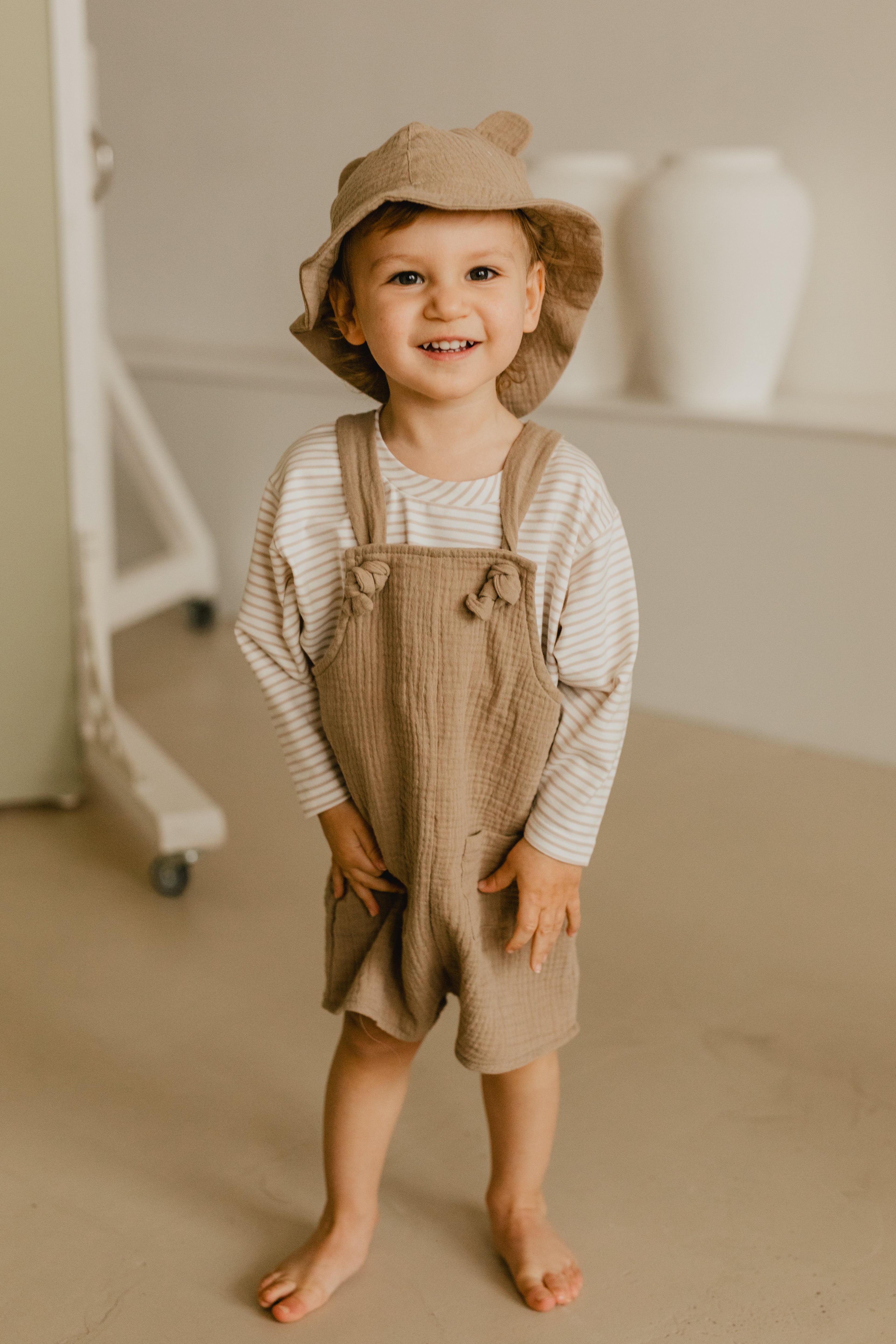 SUMMER HAT WITH EARS DARKBEIGE