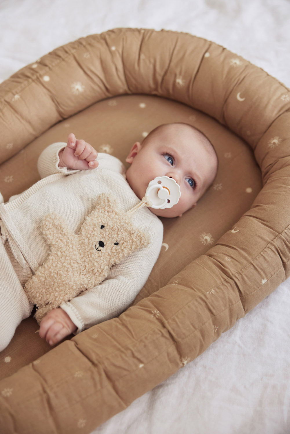 BEAR PACIFIER CLIP BEIGE