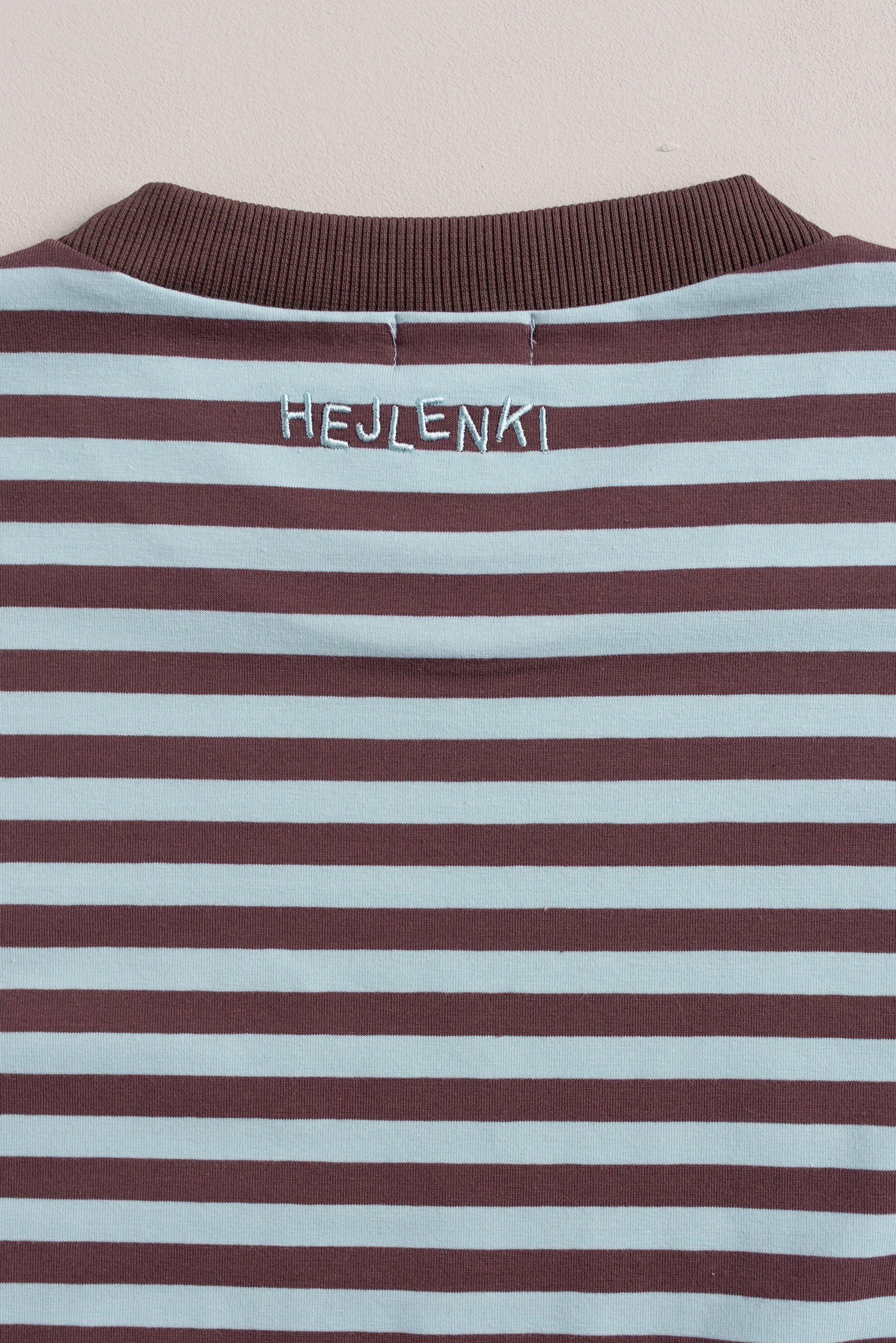 MEN OVERSIZE STRIPED LONGSLEEVE AQUA/BROWN