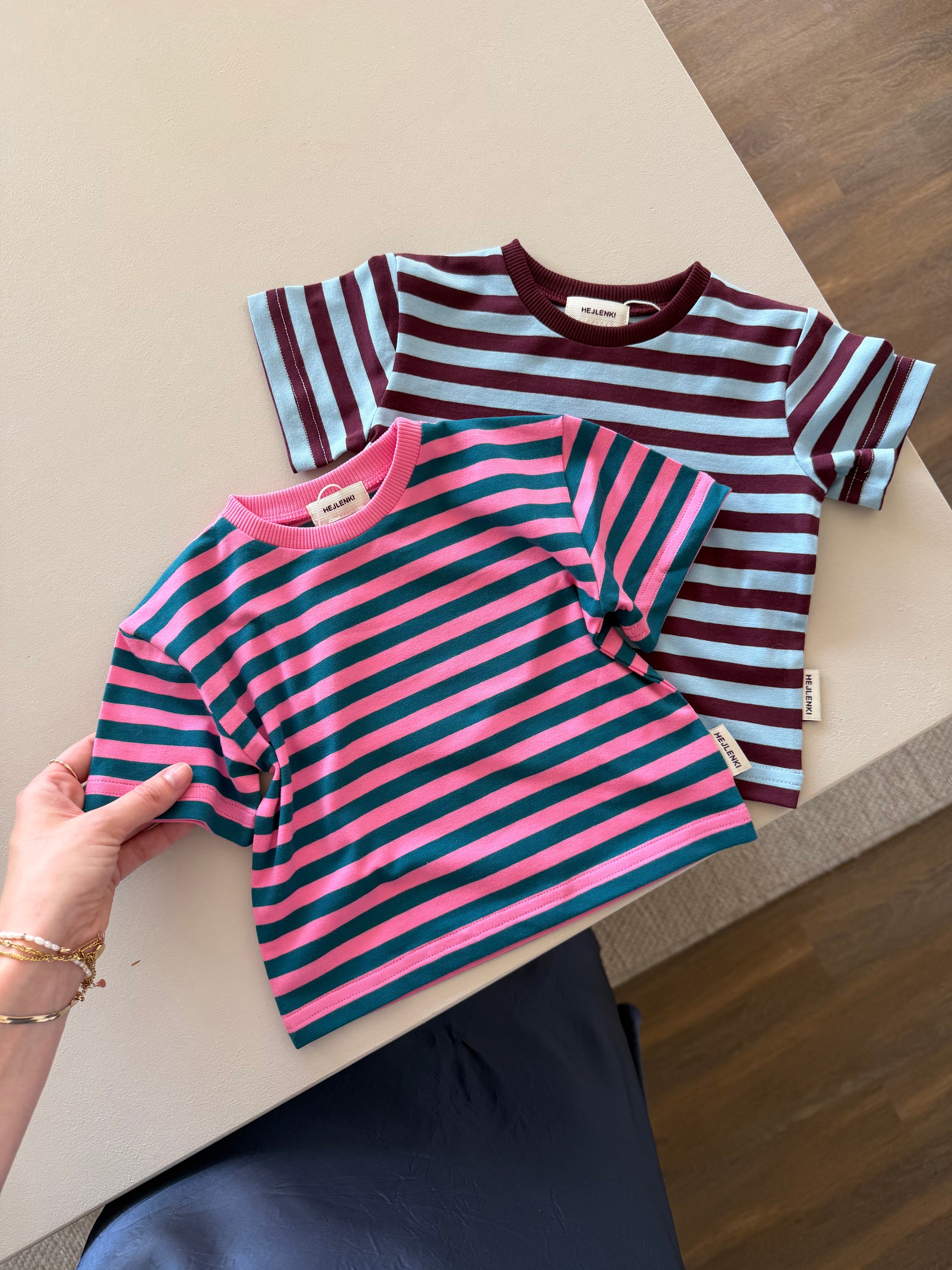 OVERSIZE T-SHIRT STRIPED PINK/TEAL