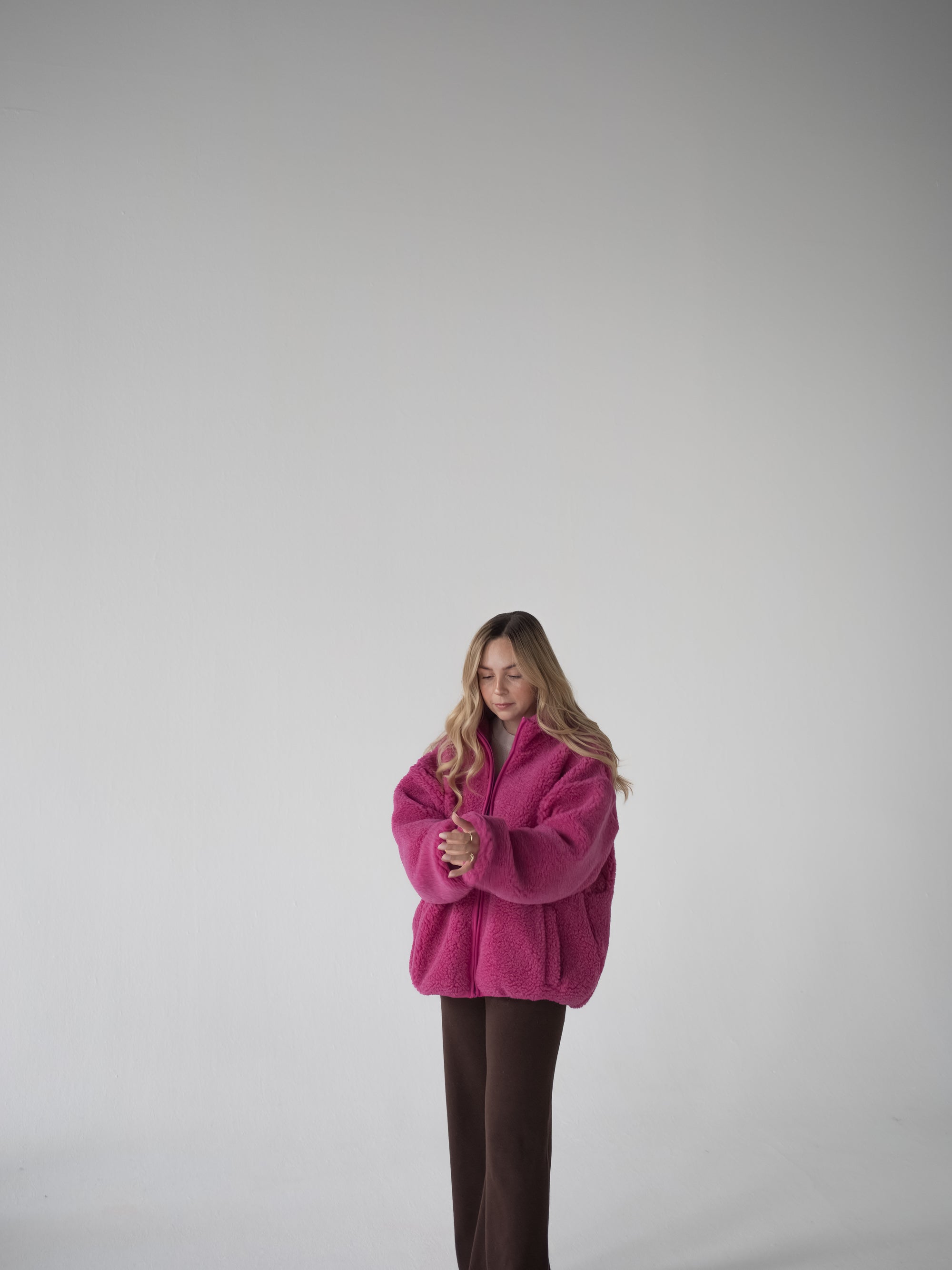 MERINO TEDDY WOMEN JACKET PINK
