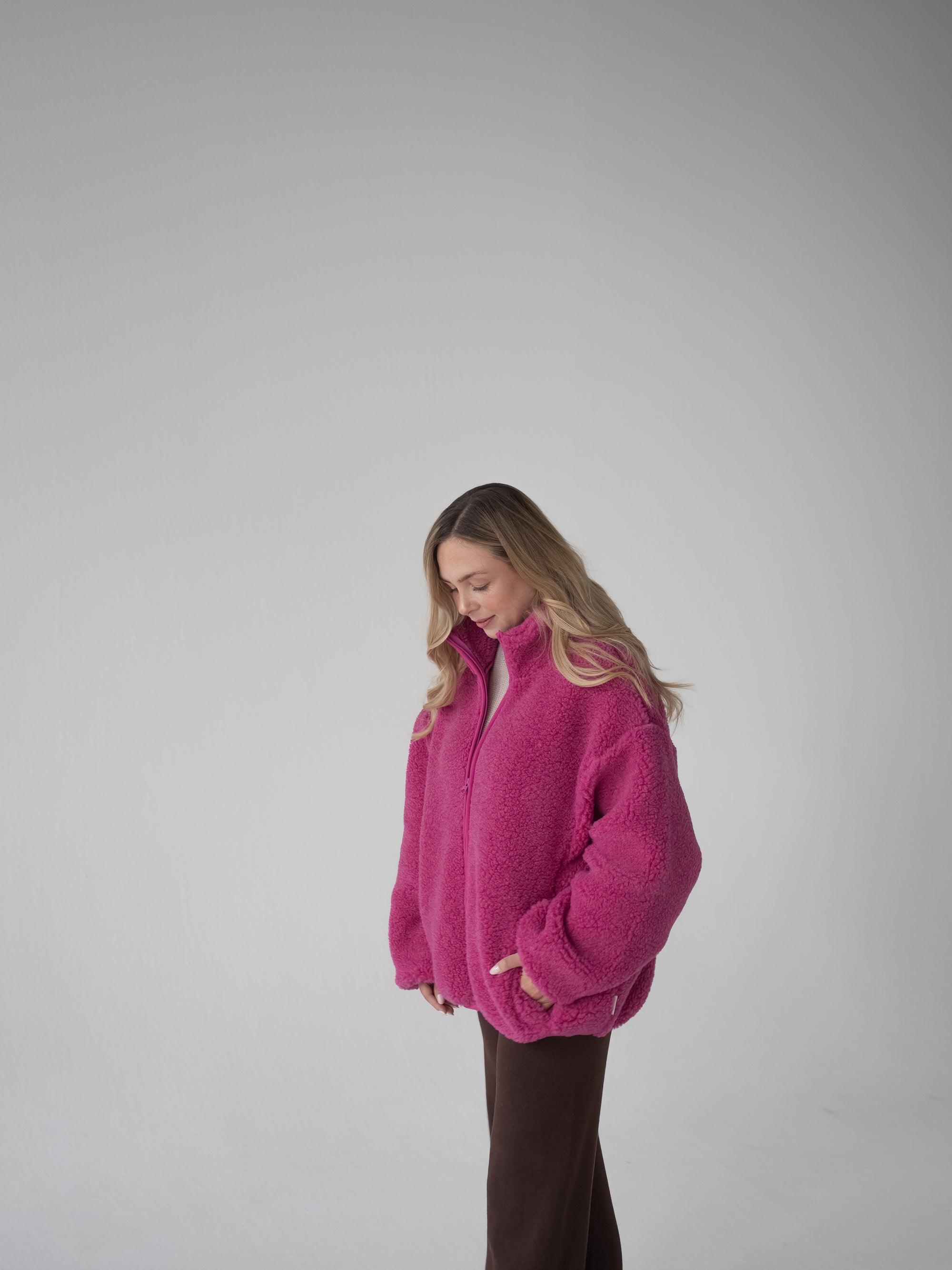 MERINO TEDDY WOMEN JACKET PINK