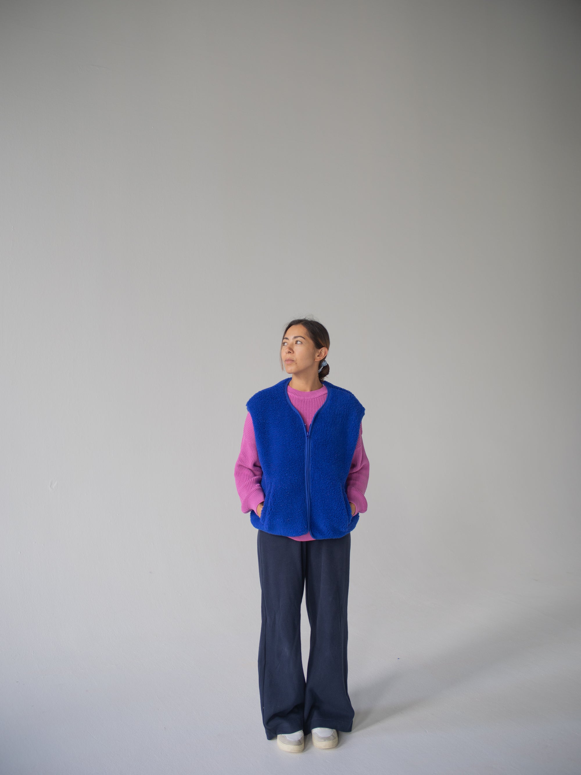 MERINO TEDDY VEST WOMEN BLU