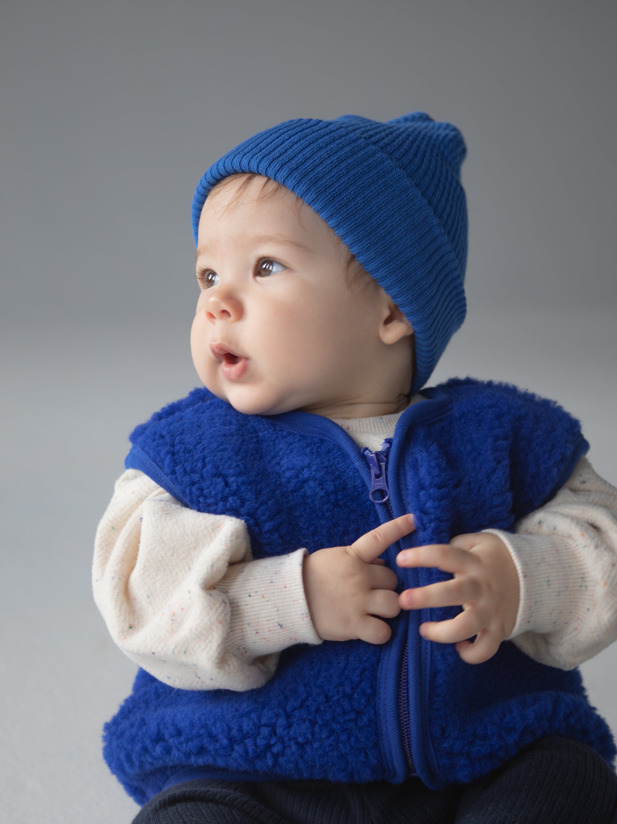 MERINO TEDDY VEST BLU