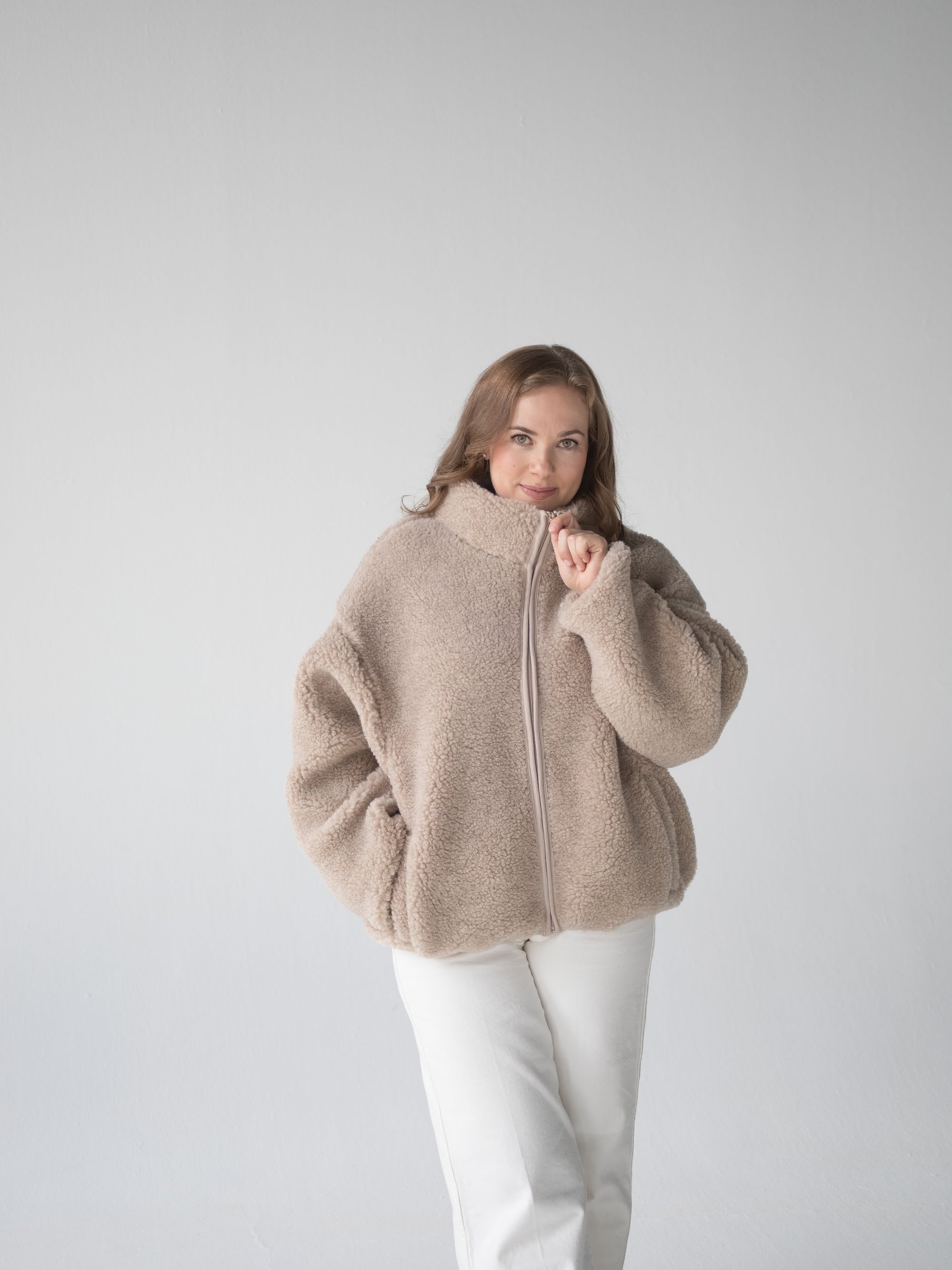 MERINO TEDDY WOMEN JACKET BEIGE