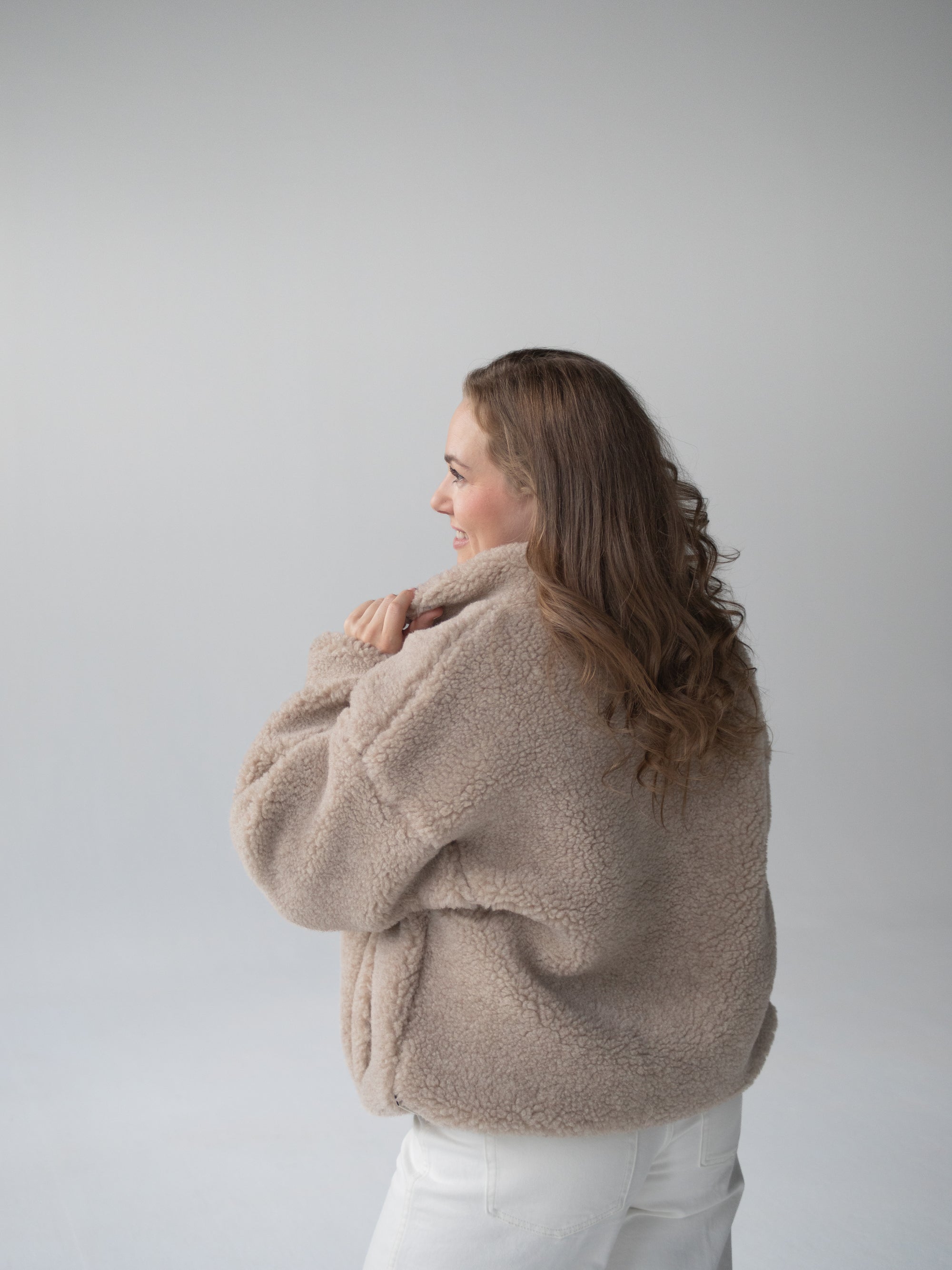 MERINO TEDDY WOMEN JACKET BEIGE