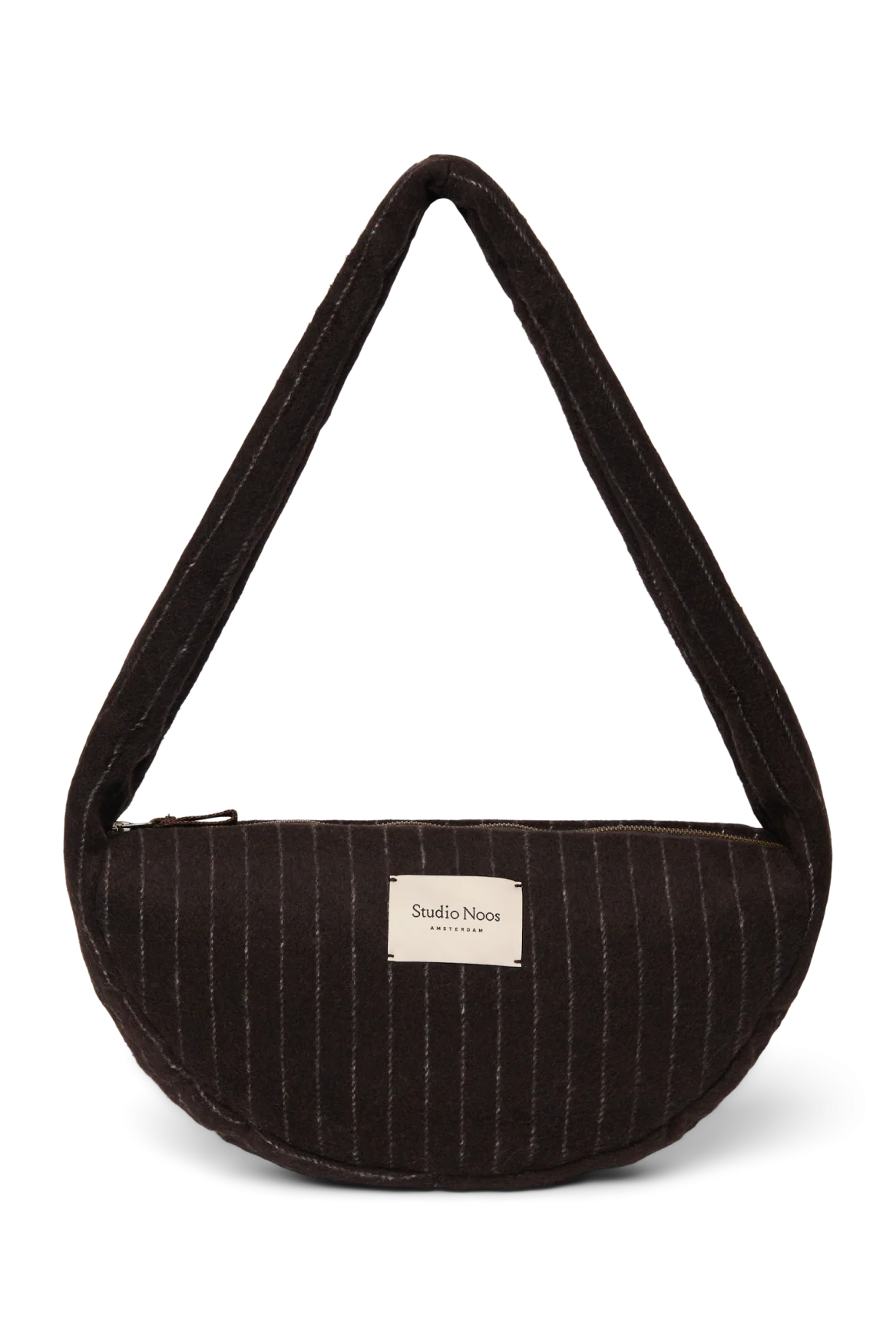 BROWN FLANNEL CHALKSTRIPE MINI CROSS BODY BAG