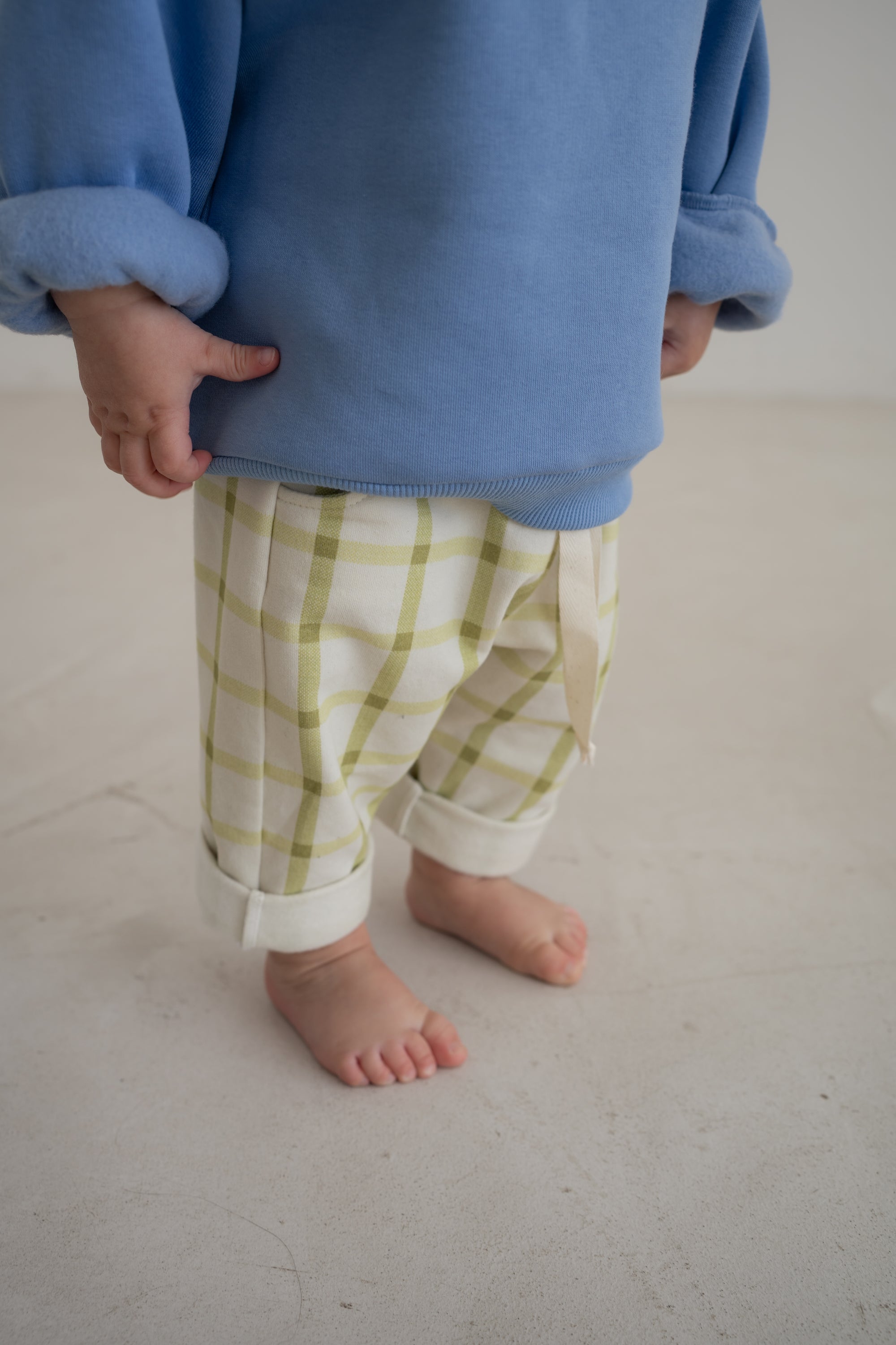 SWEAT PANTS GINGHAM LIME