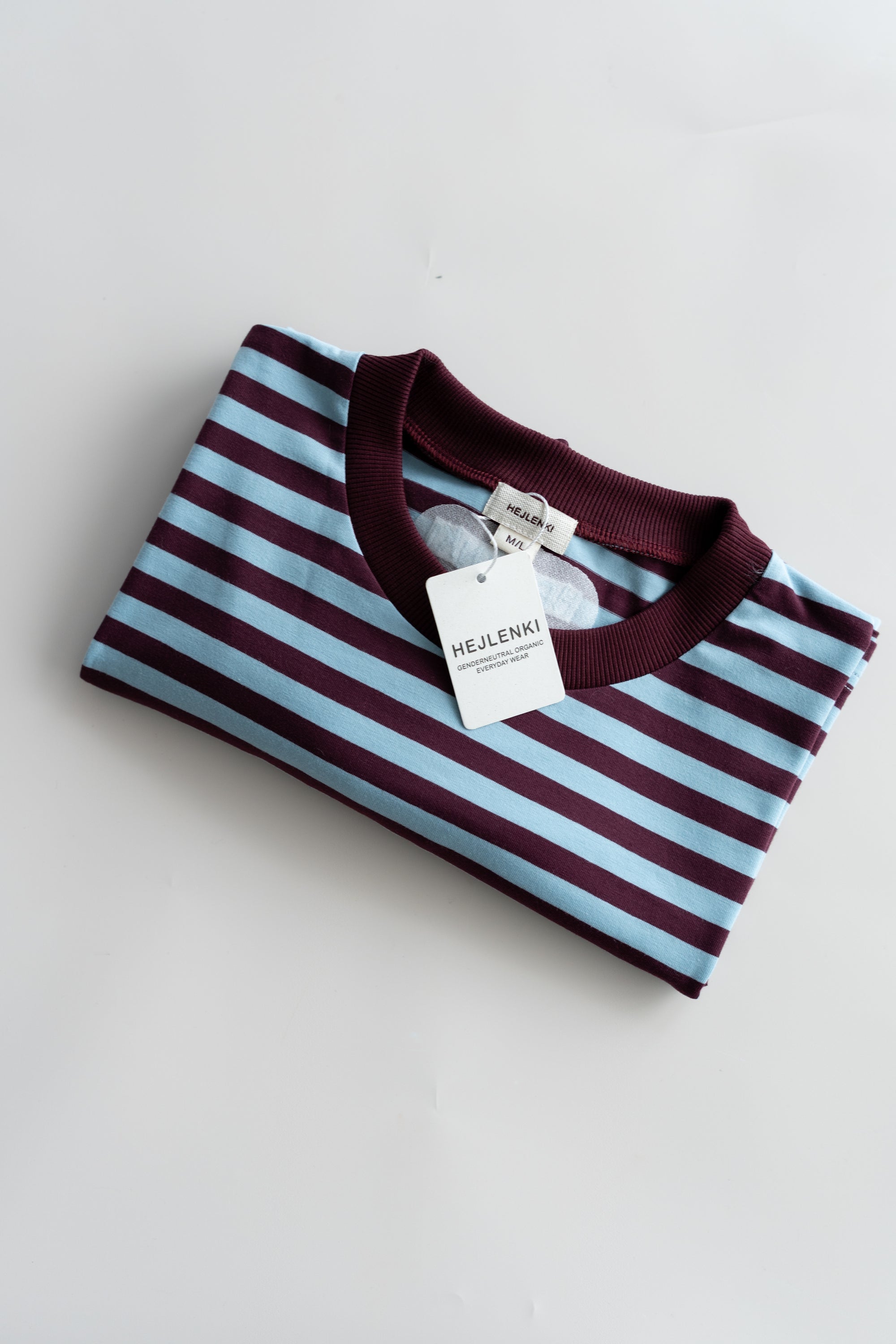 MEN OVERSIZE T-SHIRT STRIPED BLUEBELL/ BURGUNDY