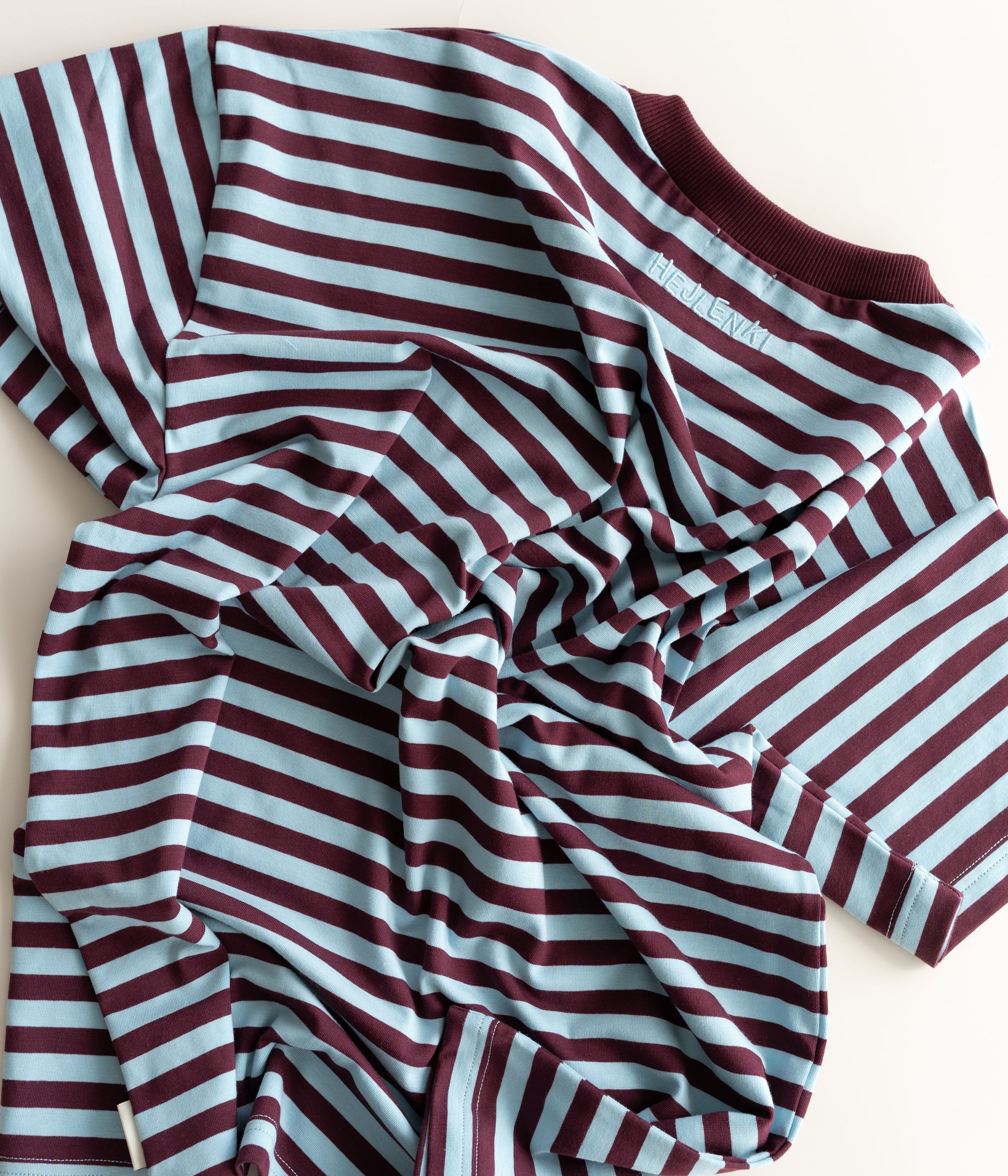 MEN OVERSIZE T-SHIRT STRIPED BLUEBELL/ BURGUNDY
