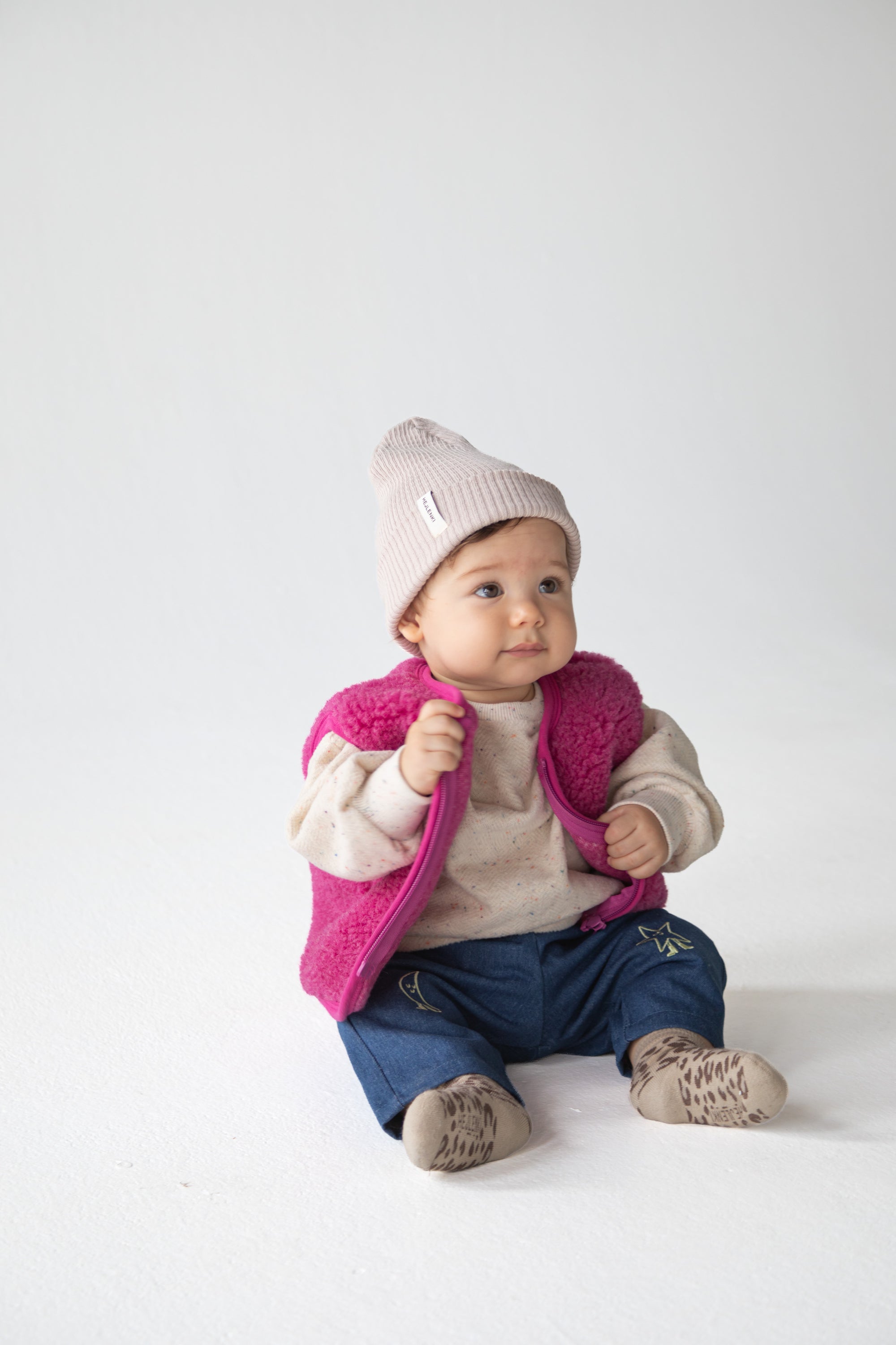 MERINO TEDDY VEST PINK