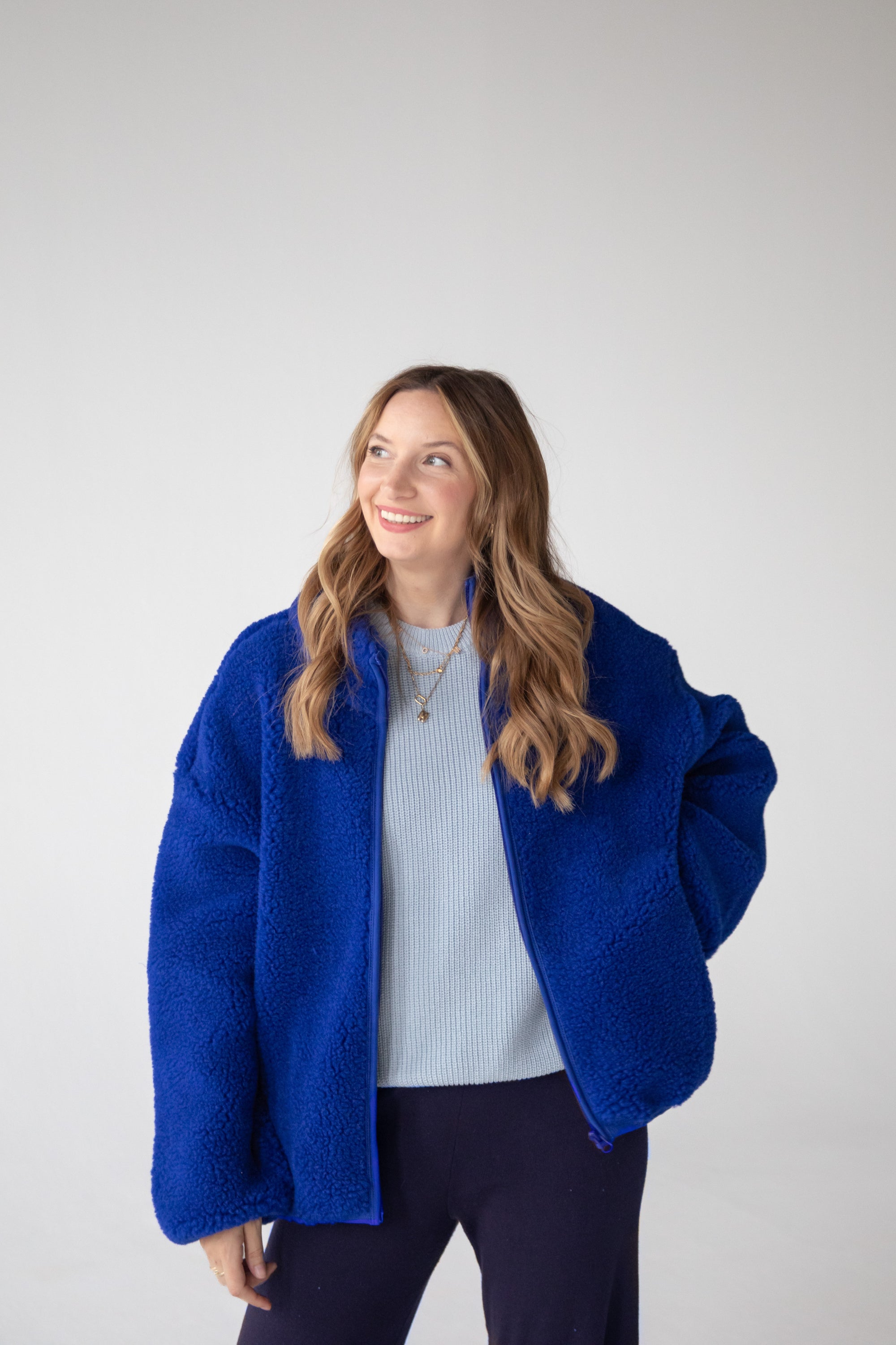 MERINO TEDDY WOMEN JACKET BLU